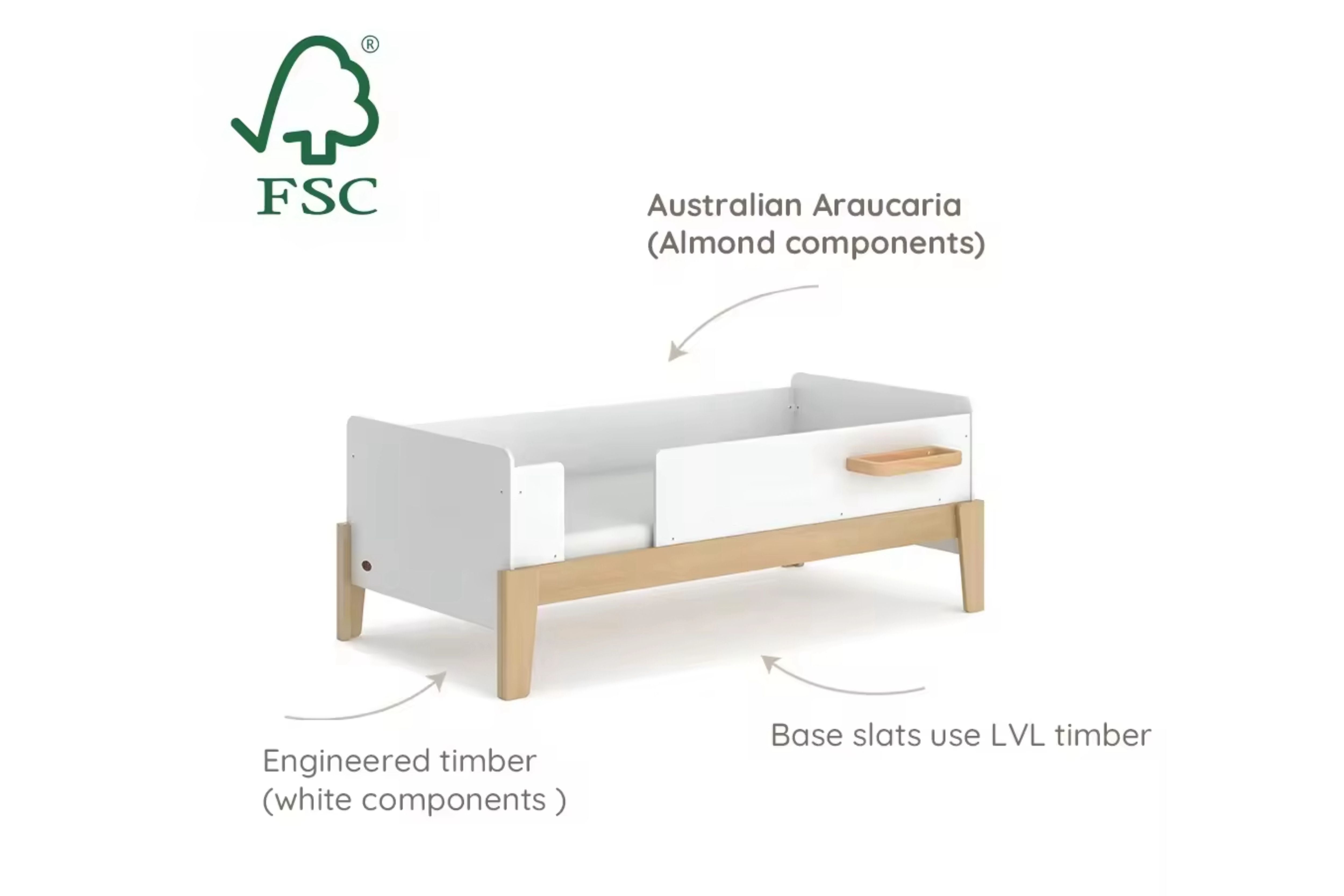Details of the Boori Natty Guarded Single Bed