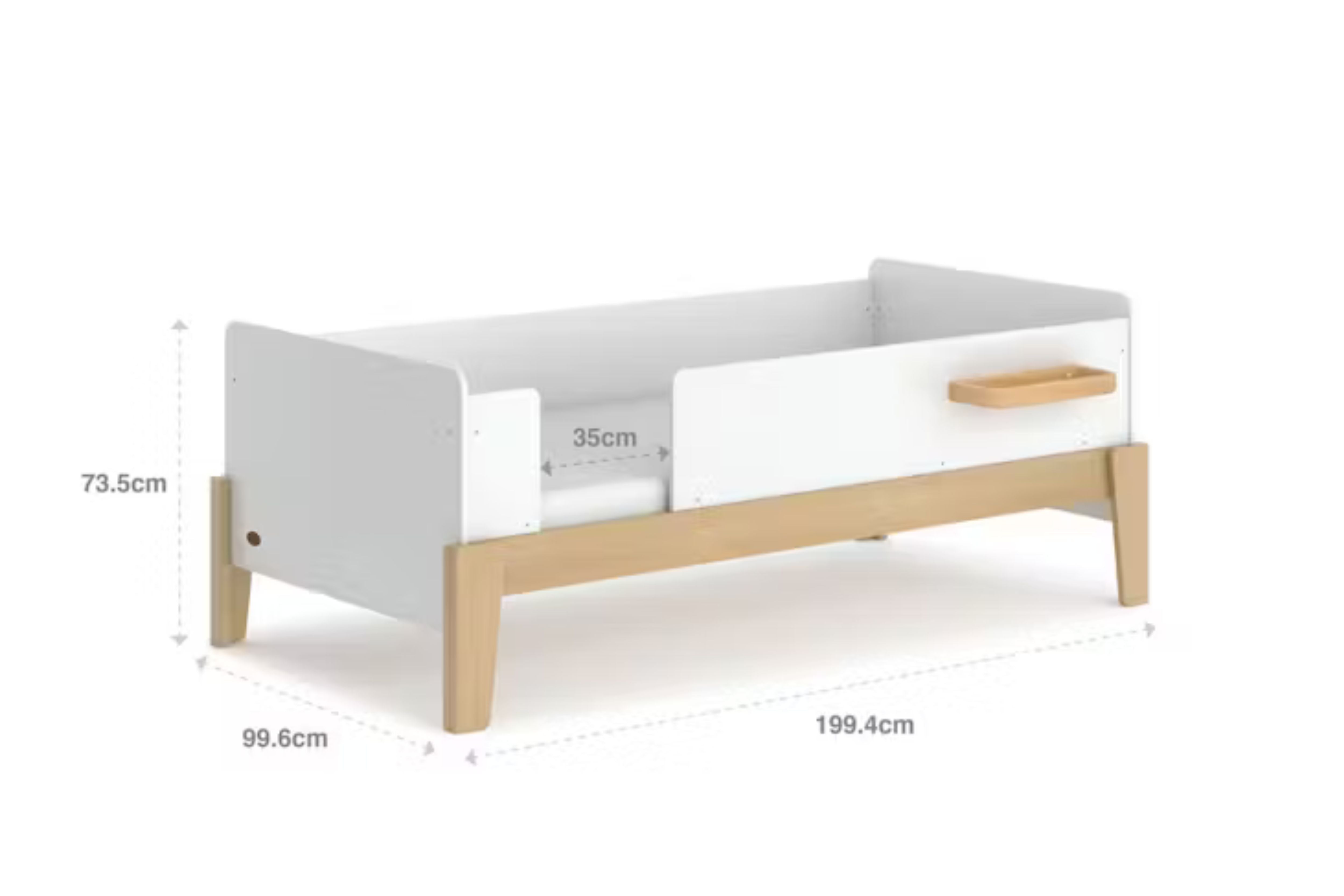 Details and measurements of the Boori Natty Guarded Single Bed