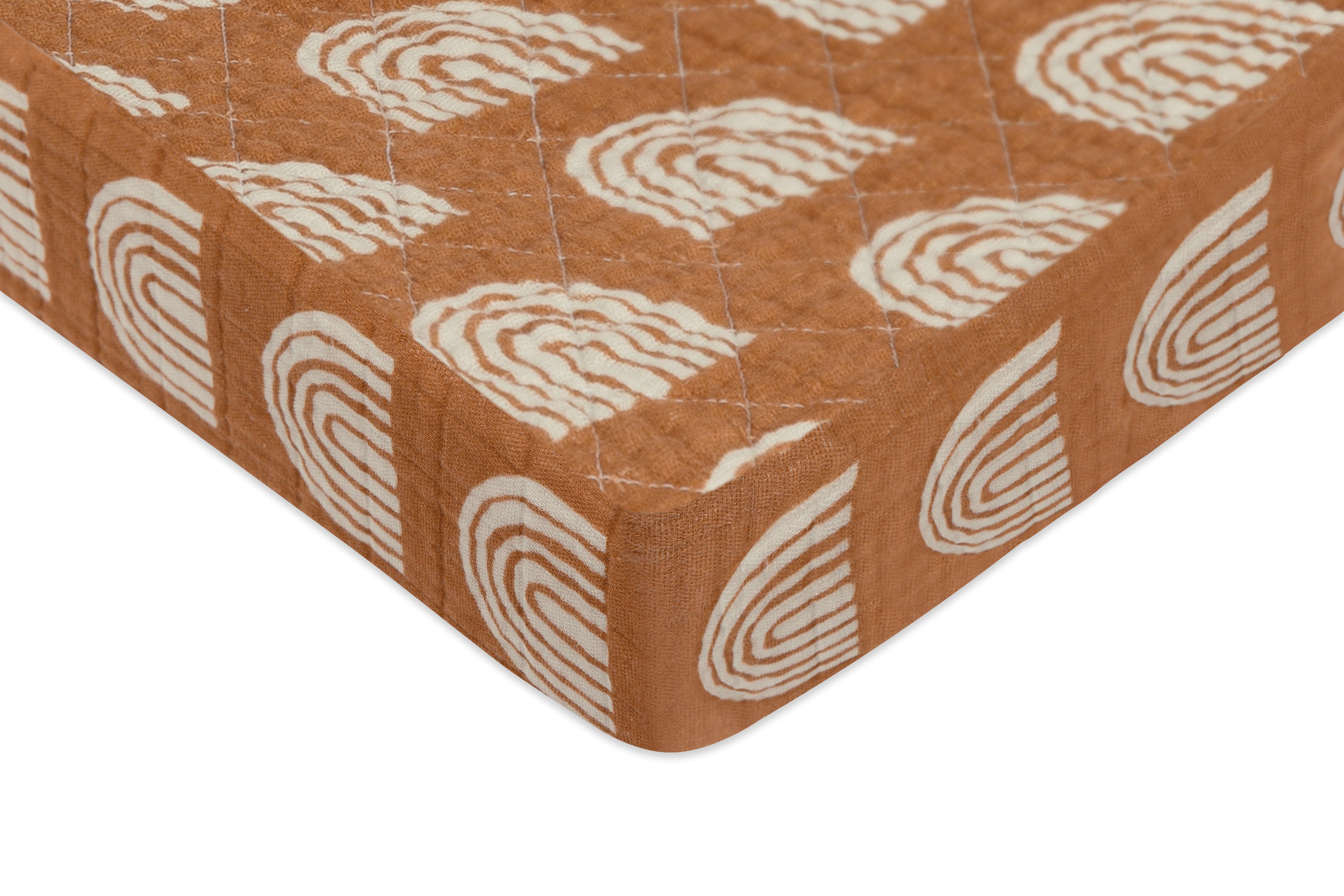 Babyletto Quilted Change Pad Cover Terracotta Rainbow