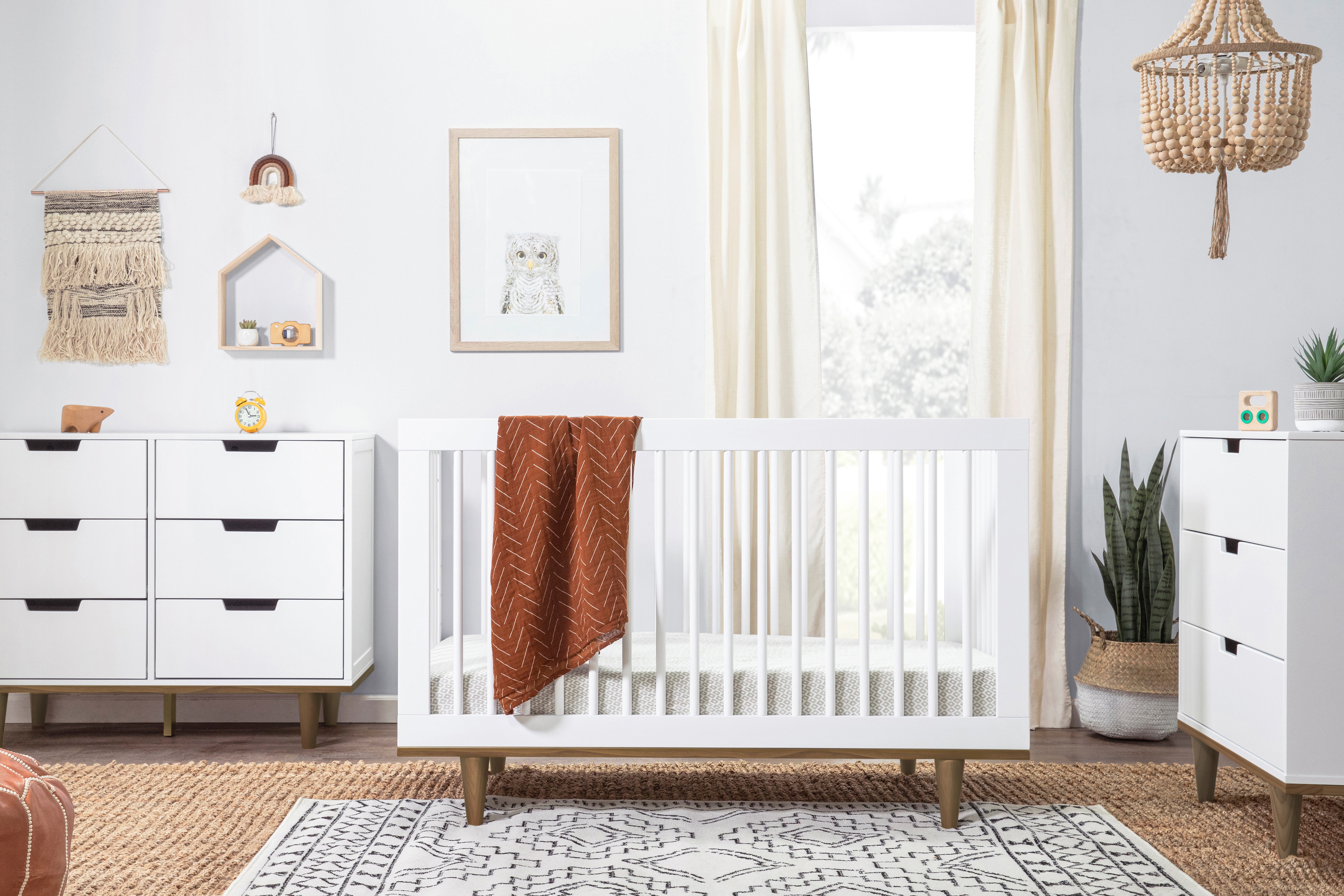 Babyletto Marley 3-in-1 Convertible Crib White Walnut#color_white-and-walnut