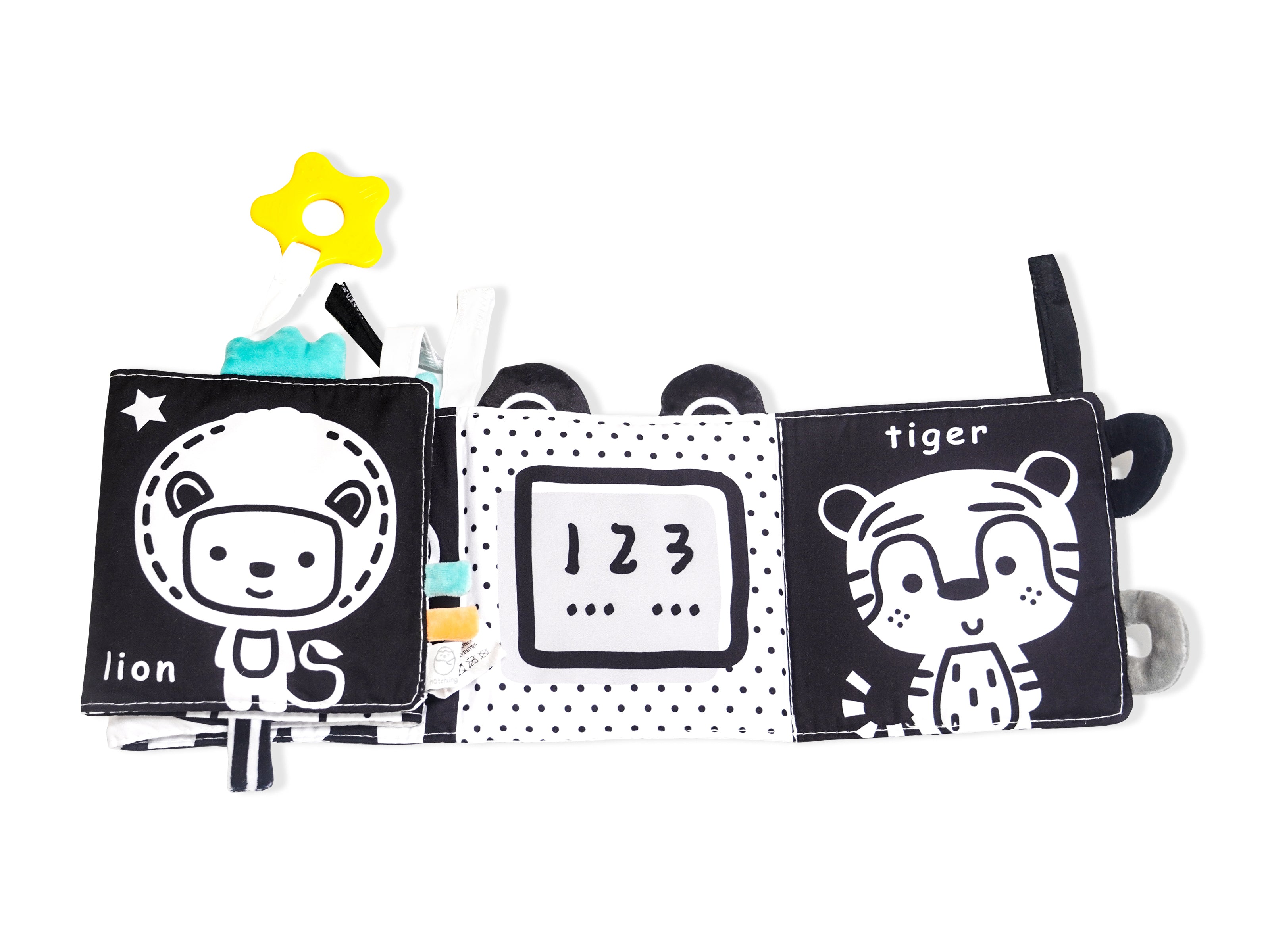 black and white baby cloth book