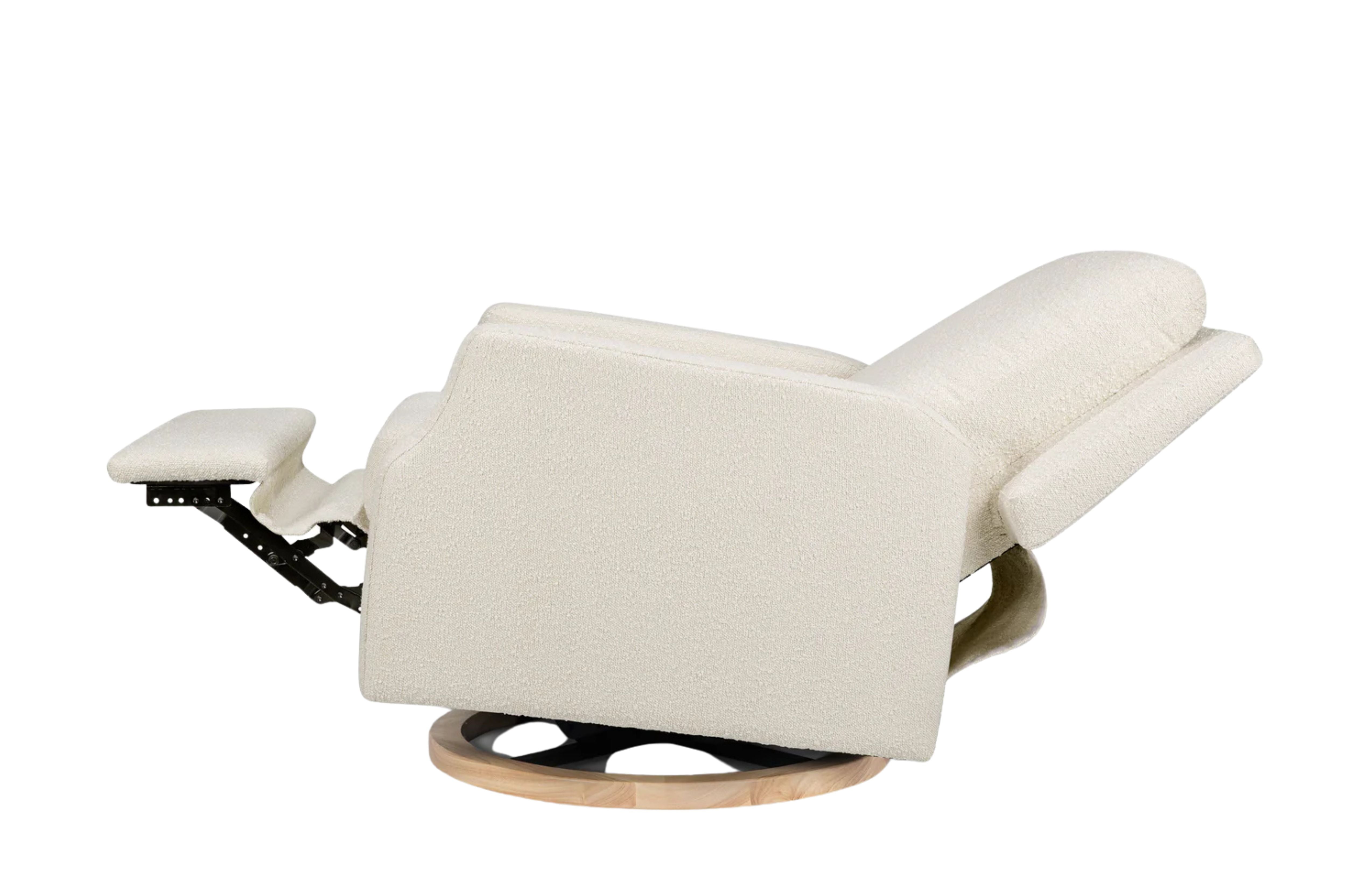 Namesake Crewe Recliner and Swivel Glider in Ivory Boucle in reclined position #color_crewe-ivory-boucle
