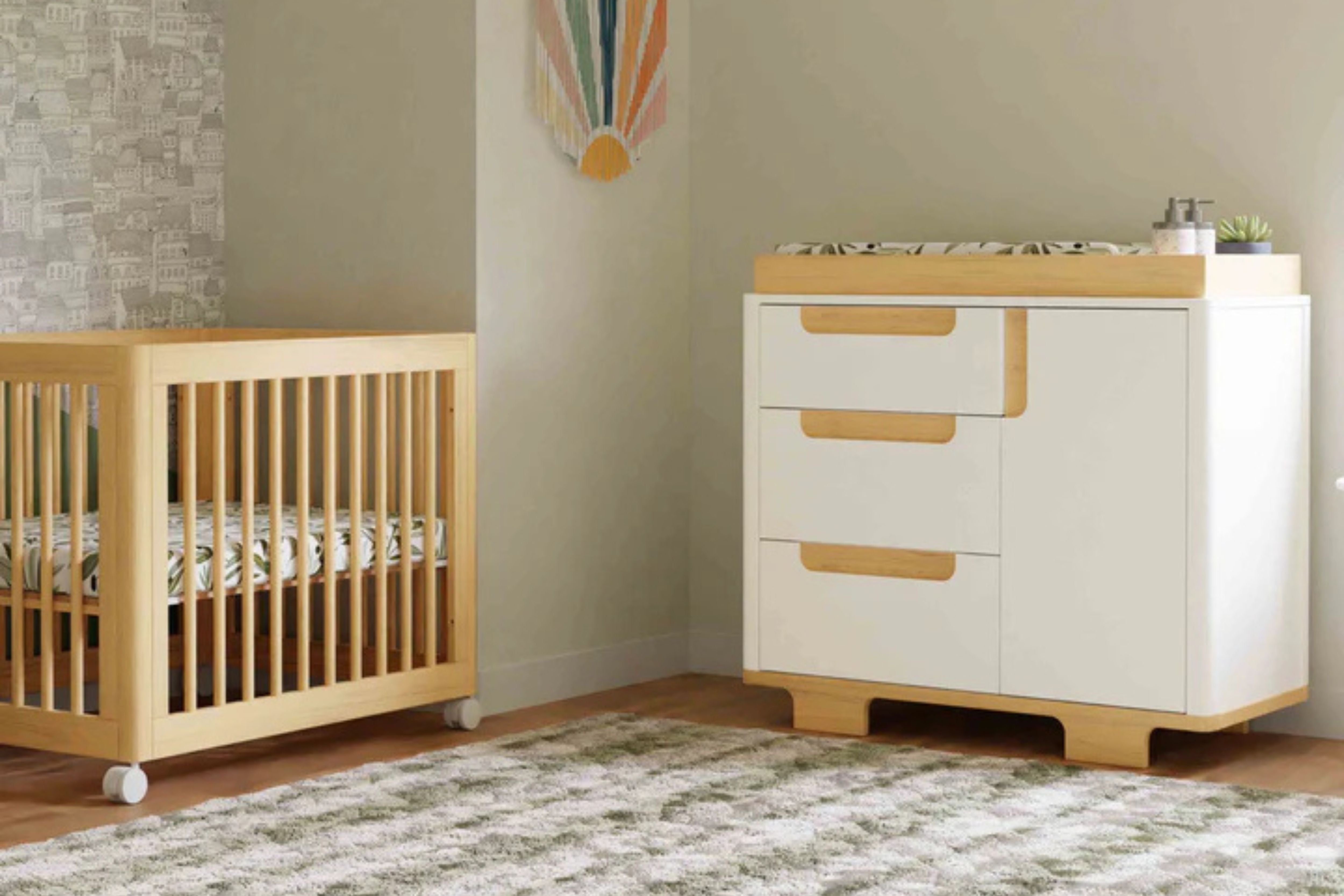 Babyletto Yuzu 3-Drawer Dresser White and Natural#color_white-and-natural