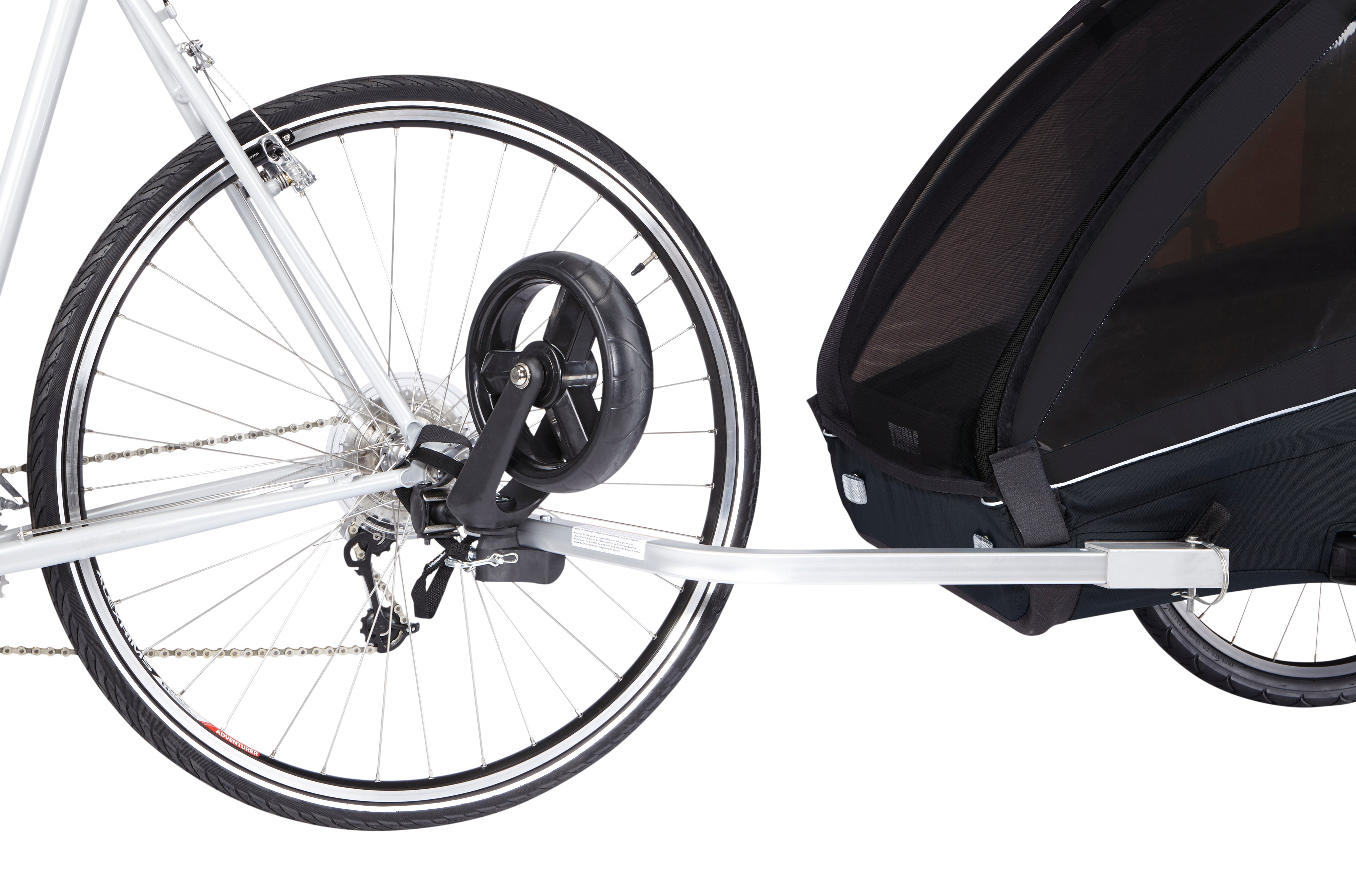 Thule bike trailer coaster XT attached to bicycle