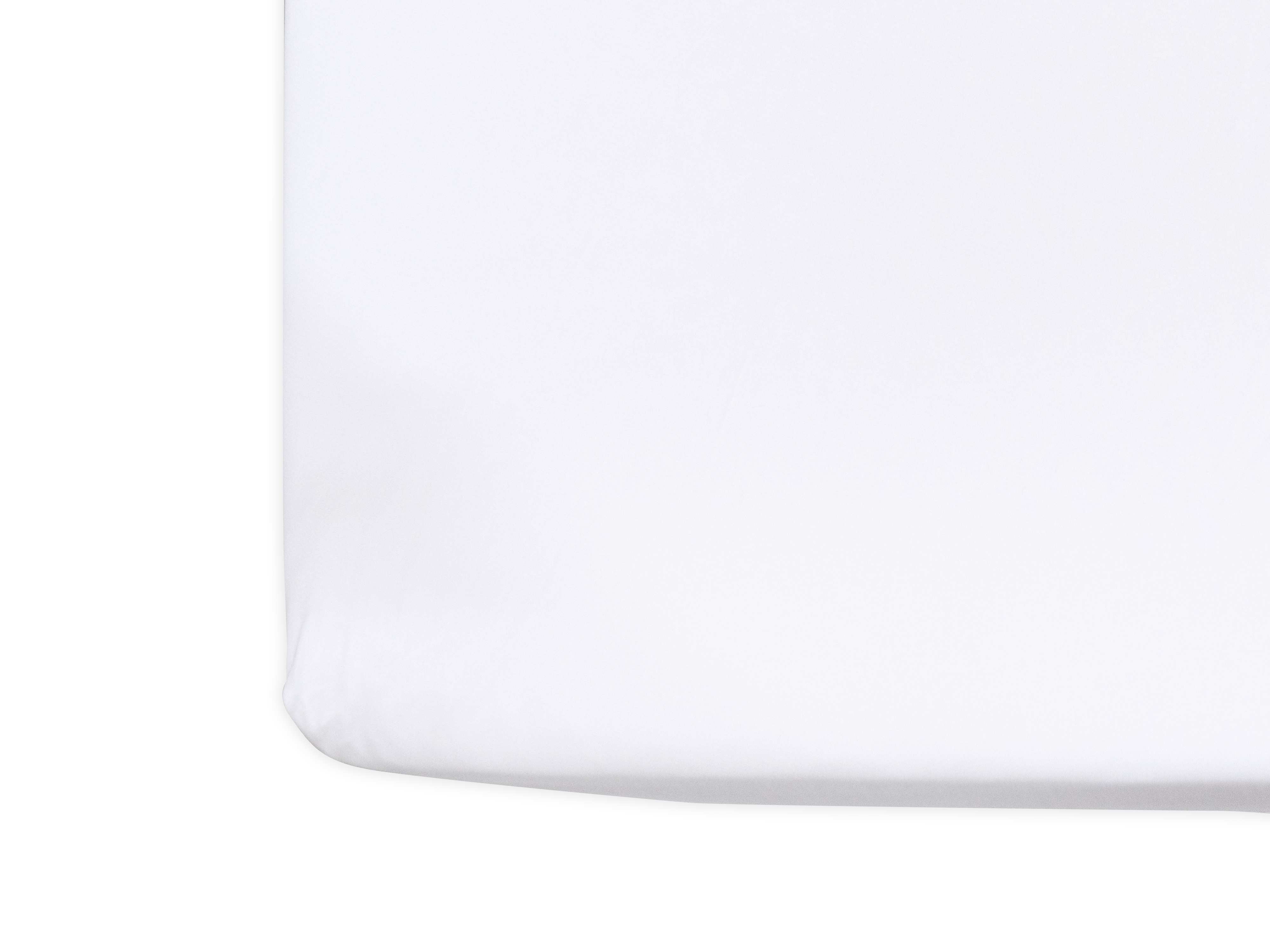 Close up of cho bamboo baby cot sheet in White