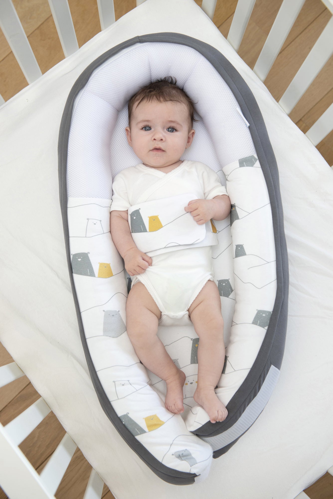 doomoo cocoon organic cotton babynest bear grey color_bear-grey