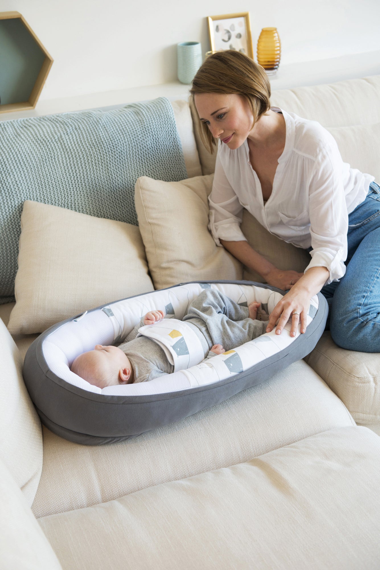 doomoo cocoon organic cotton babynest bear grey color_bear-grey