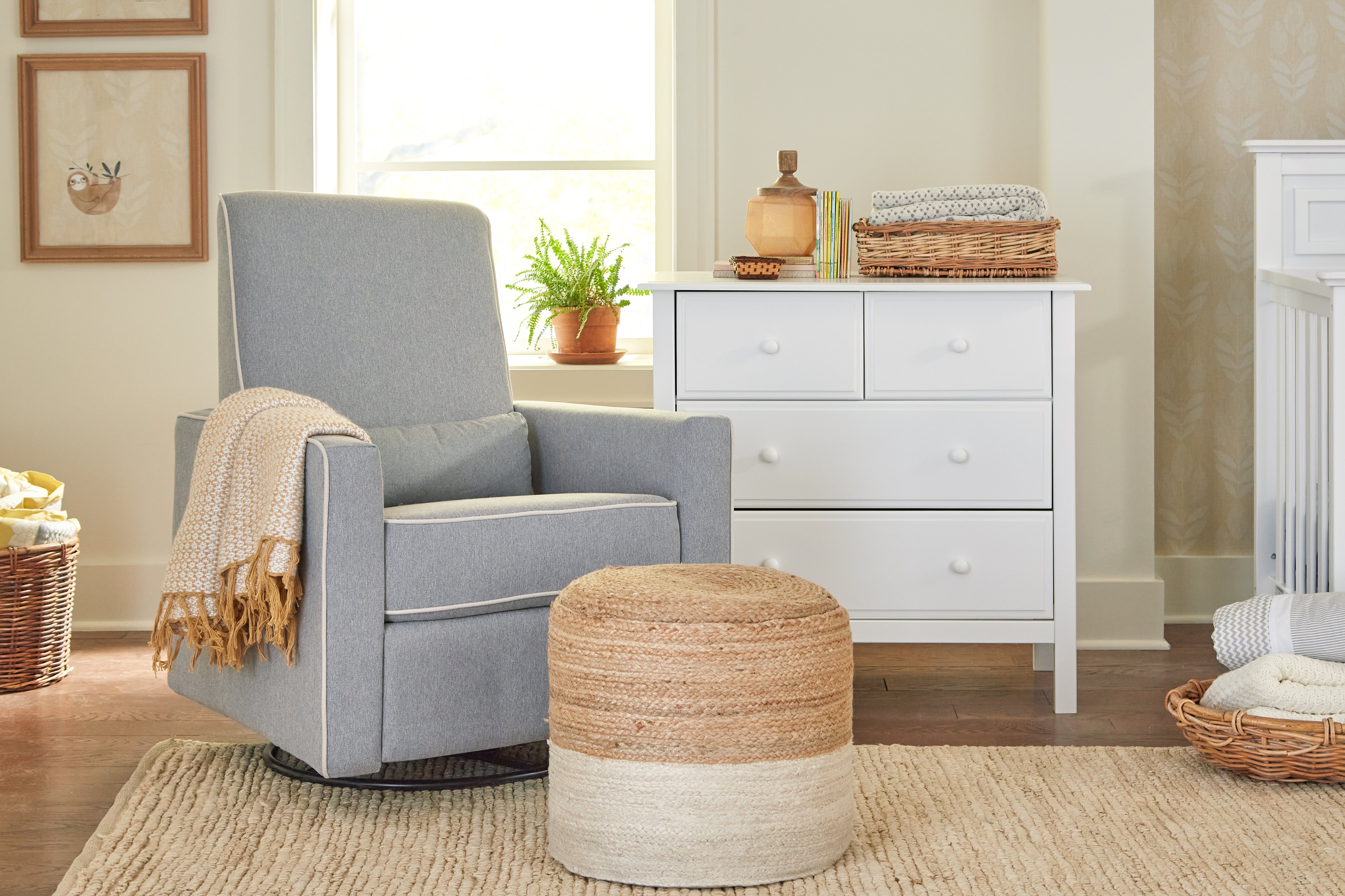 davinci baby piper recliner nursing chair grey#color_light-grey
