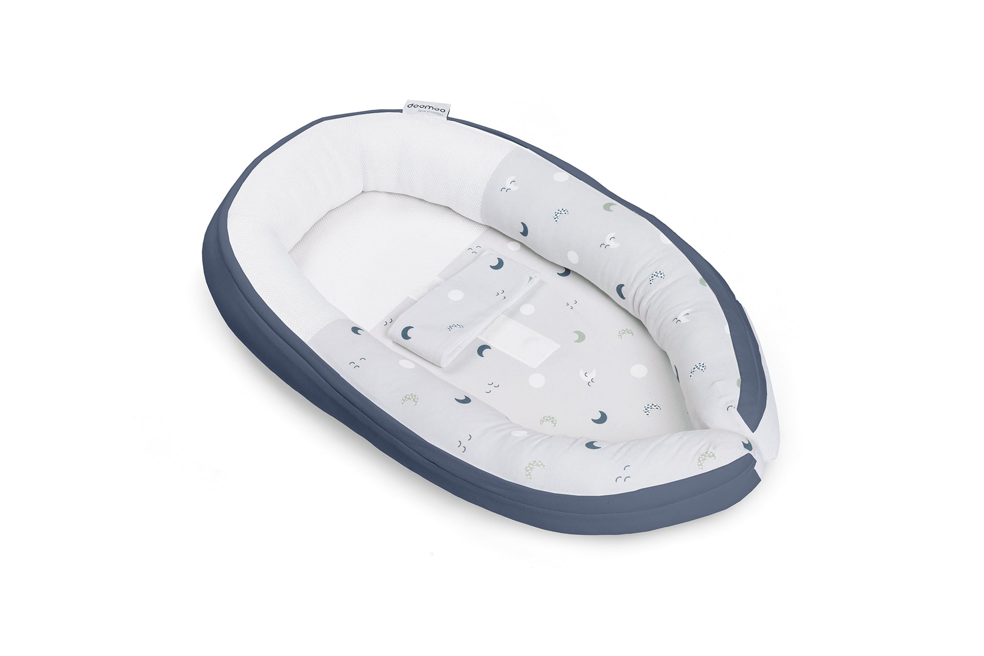 doomoo cocoon organic cotton babynest blue grey moon color_blue-grey-moon
