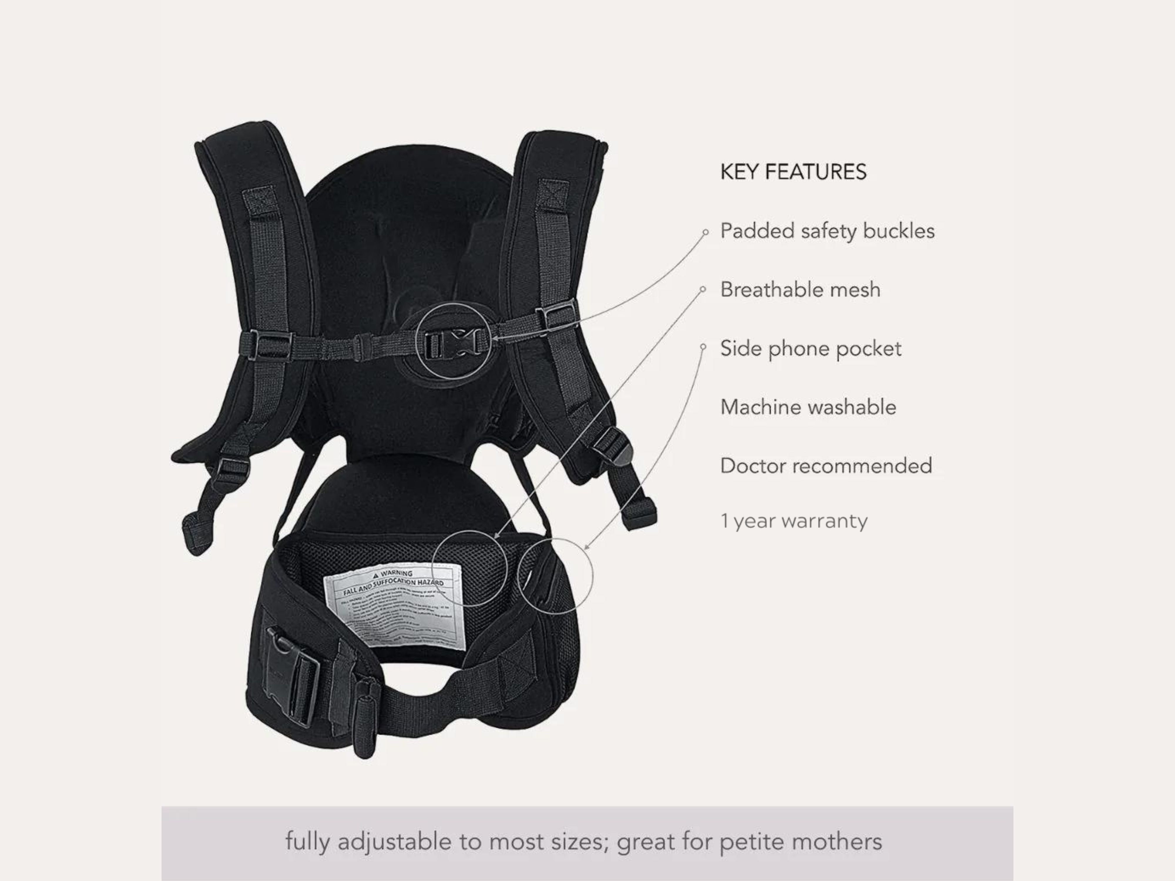 key features of miamily hipster essential back plus stone grey front