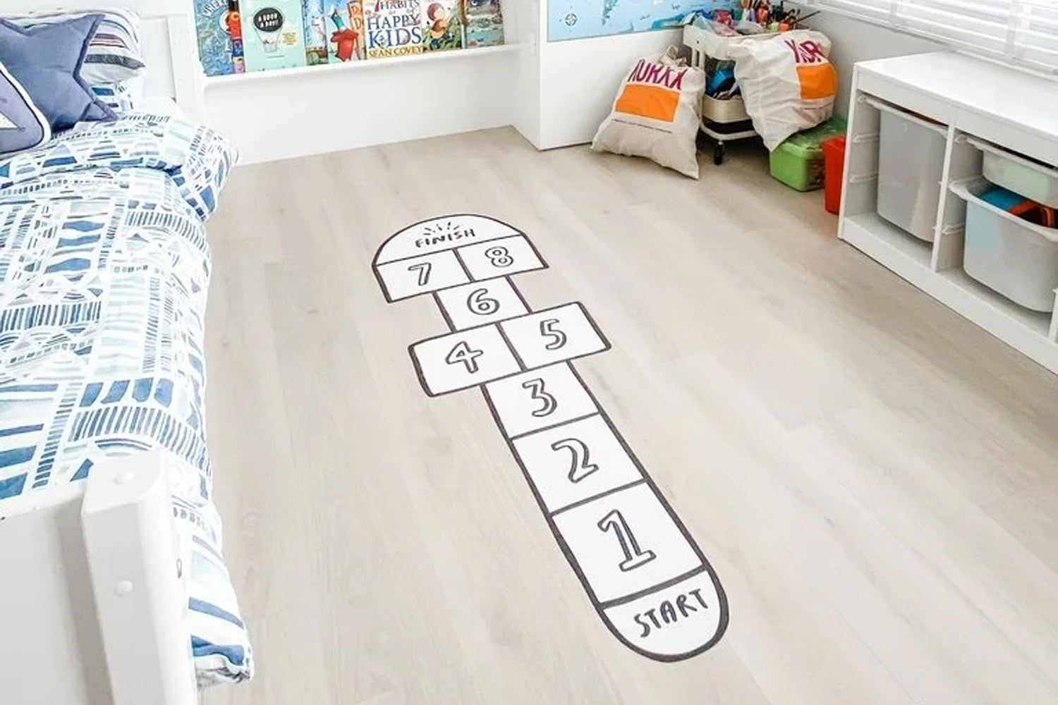 urban lil hopscotch fabric floor decal in white