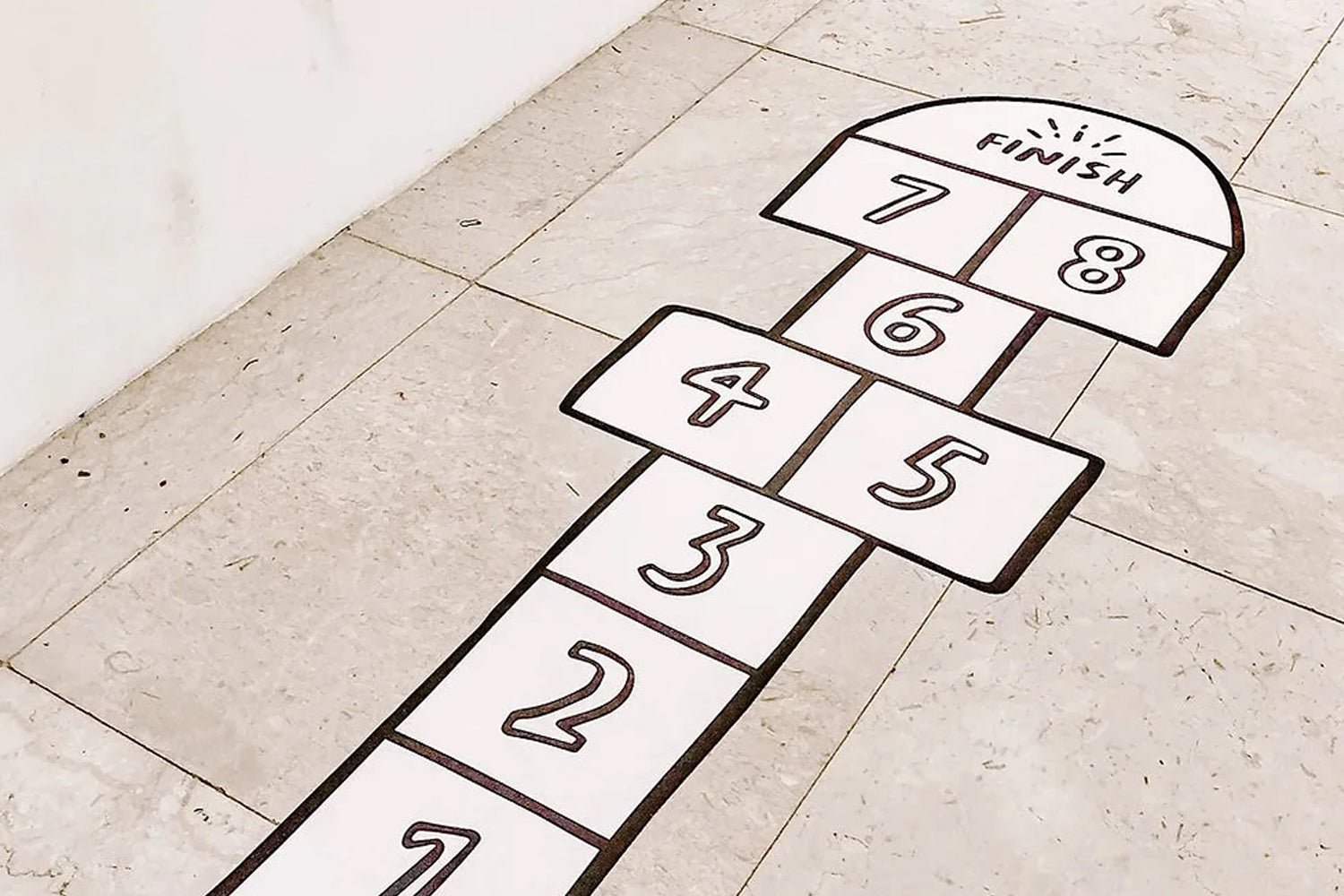 hopscotch floor decal stuck on floor