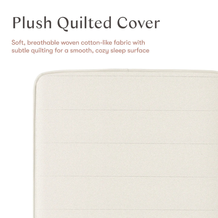 Close-up of Babyletto Essential Twin Kids Mattress plush quilted cover