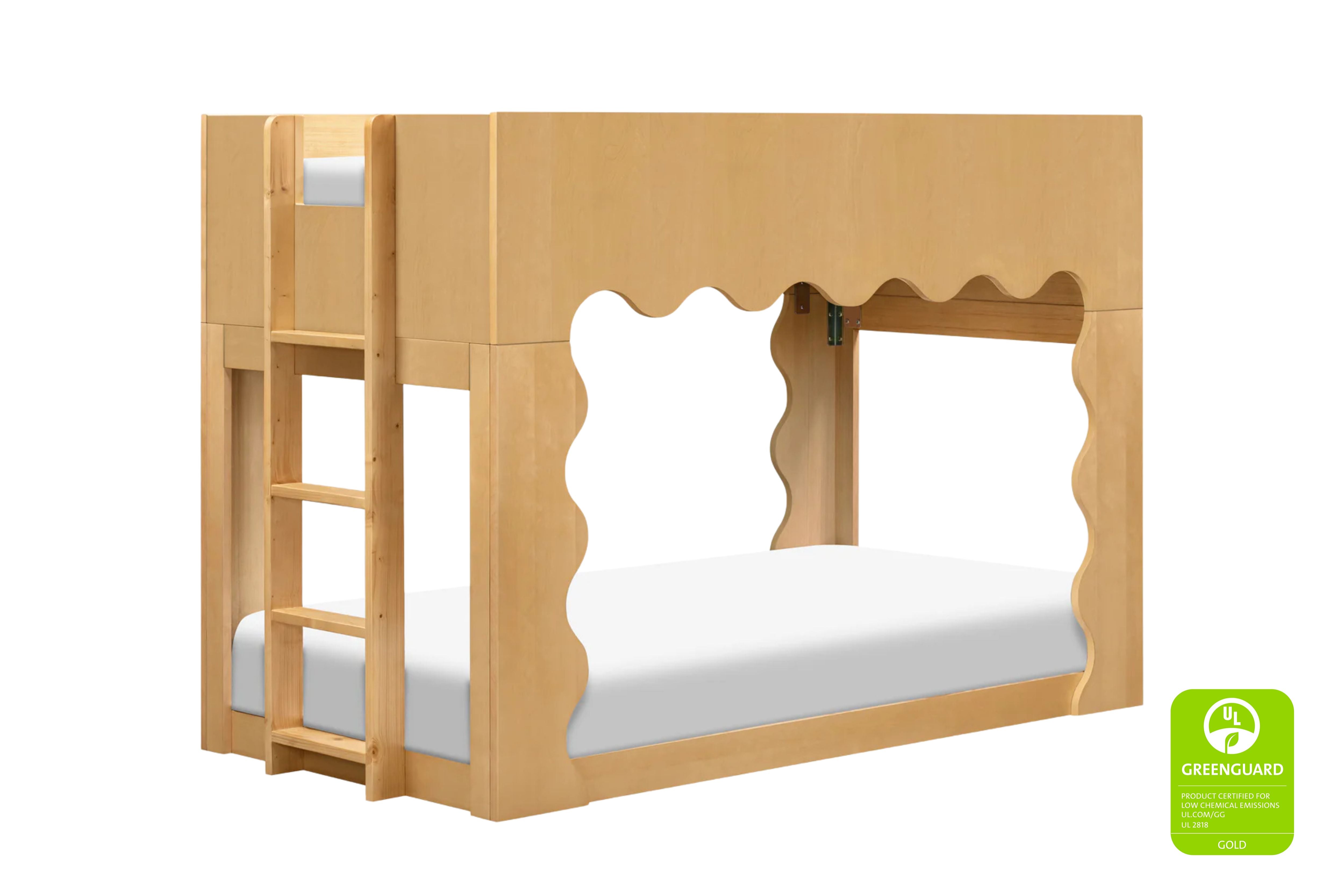 Wooden convertible Babyletto Lido bunk bed with white mattress #color_honey