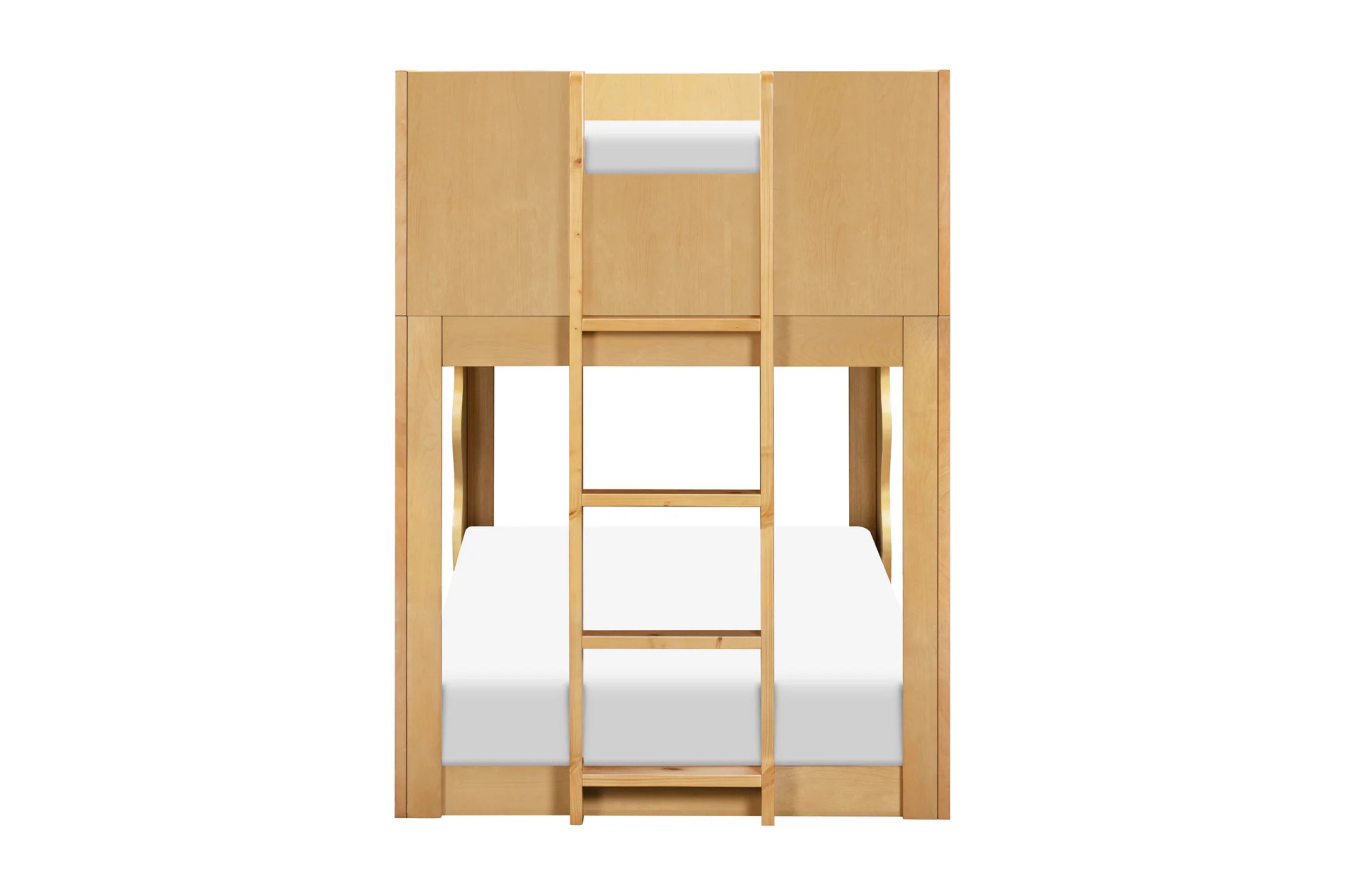 Wooden convertible Babyletto Lido bunk bed with white mattress #color_honey