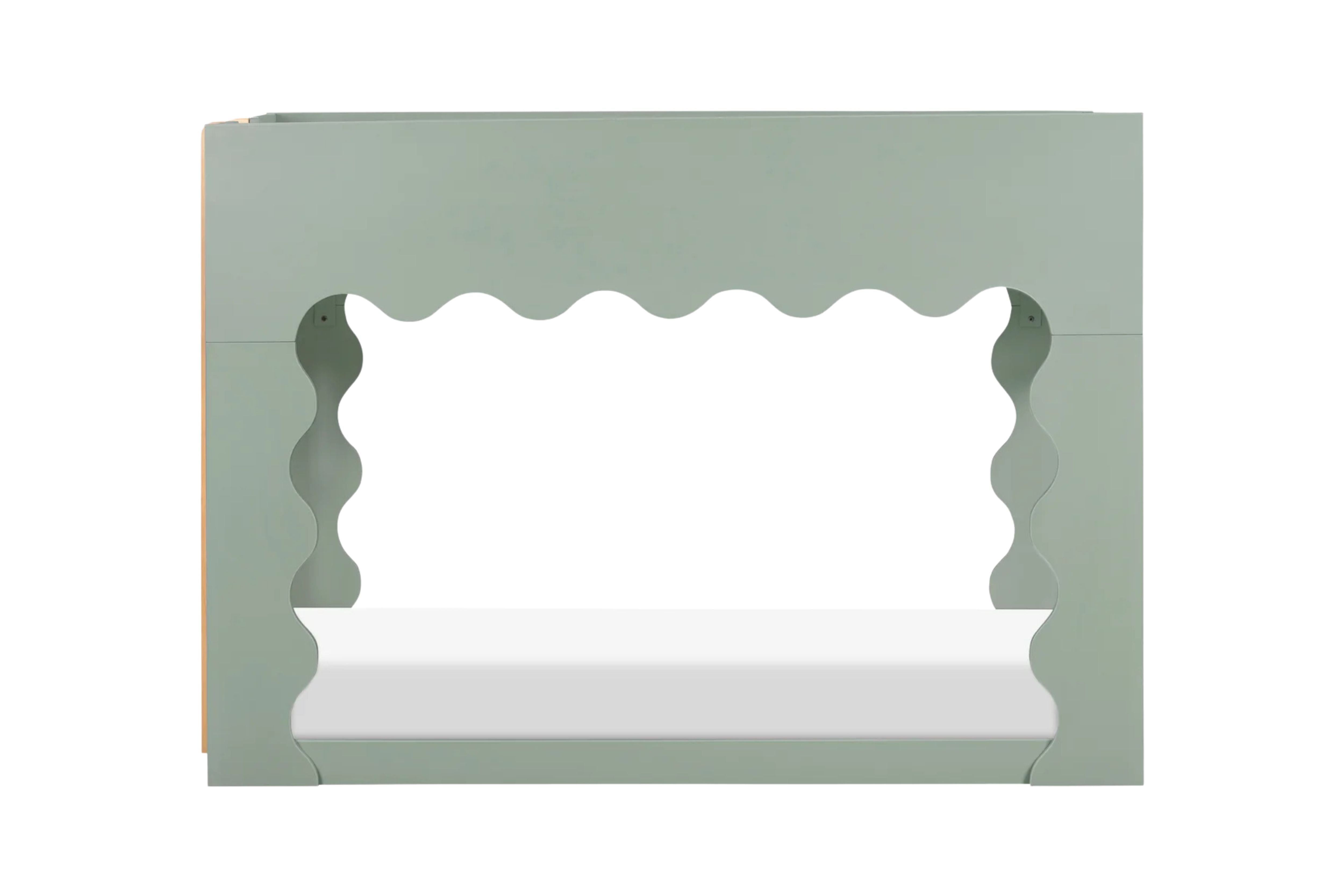 Light Sage convertible Babyletto Lido bunk bed with white mattress #color_light-sage