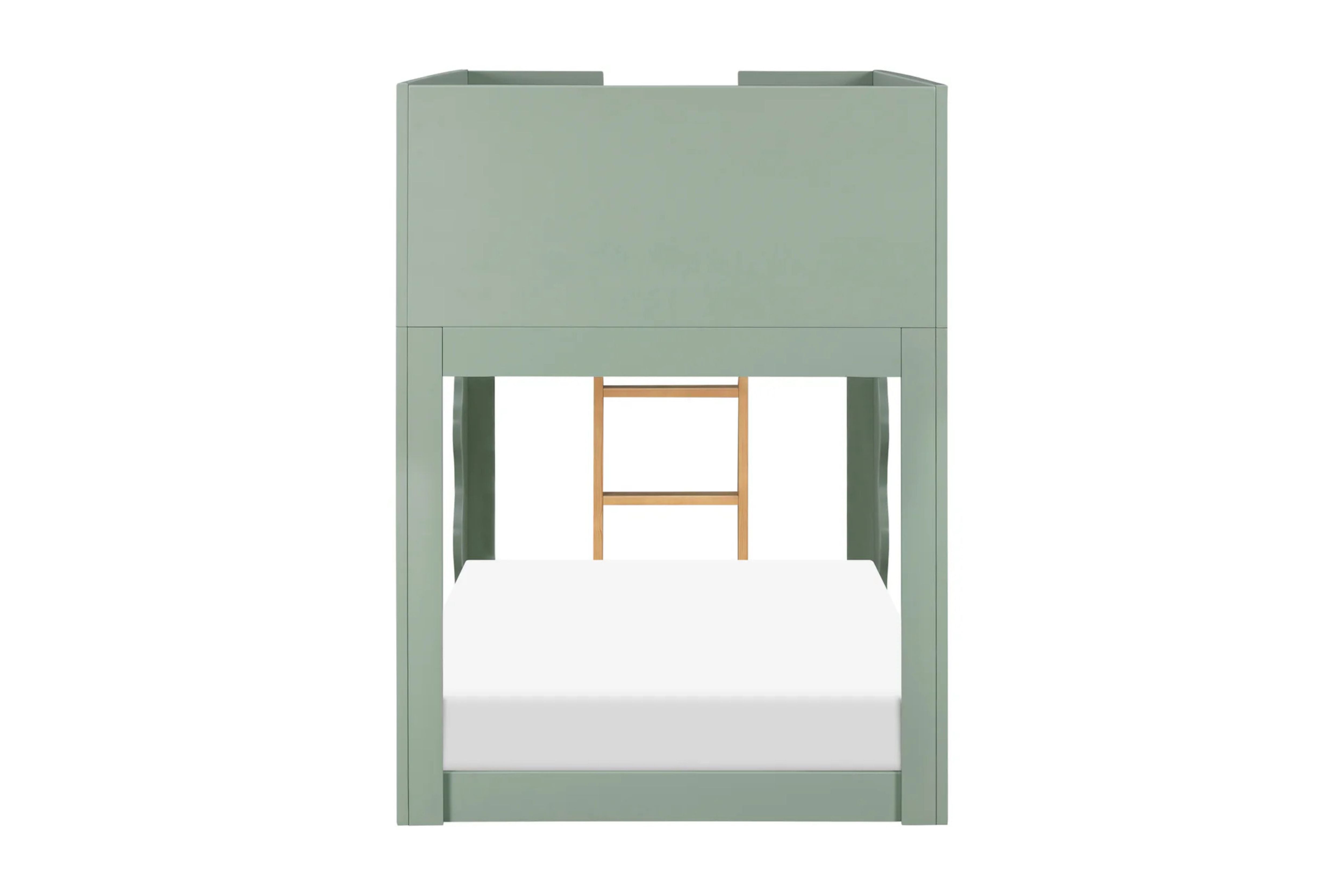 Light Sage convertible Babyletto Lido bunk bed with white mattress #color_light-sage