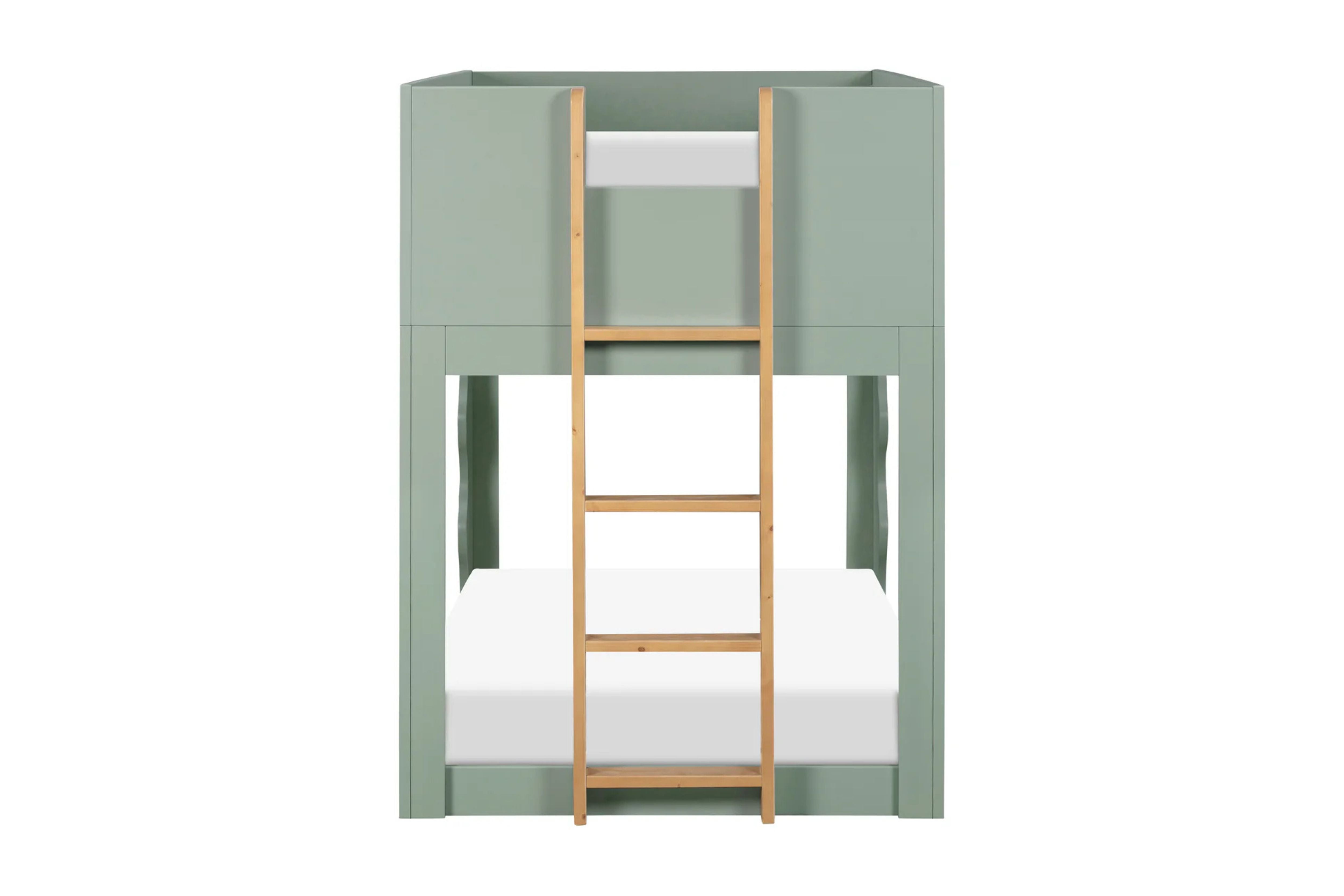 Light Sage convertible Babyletto Lido bunk bed with white mattress #color_light-sage