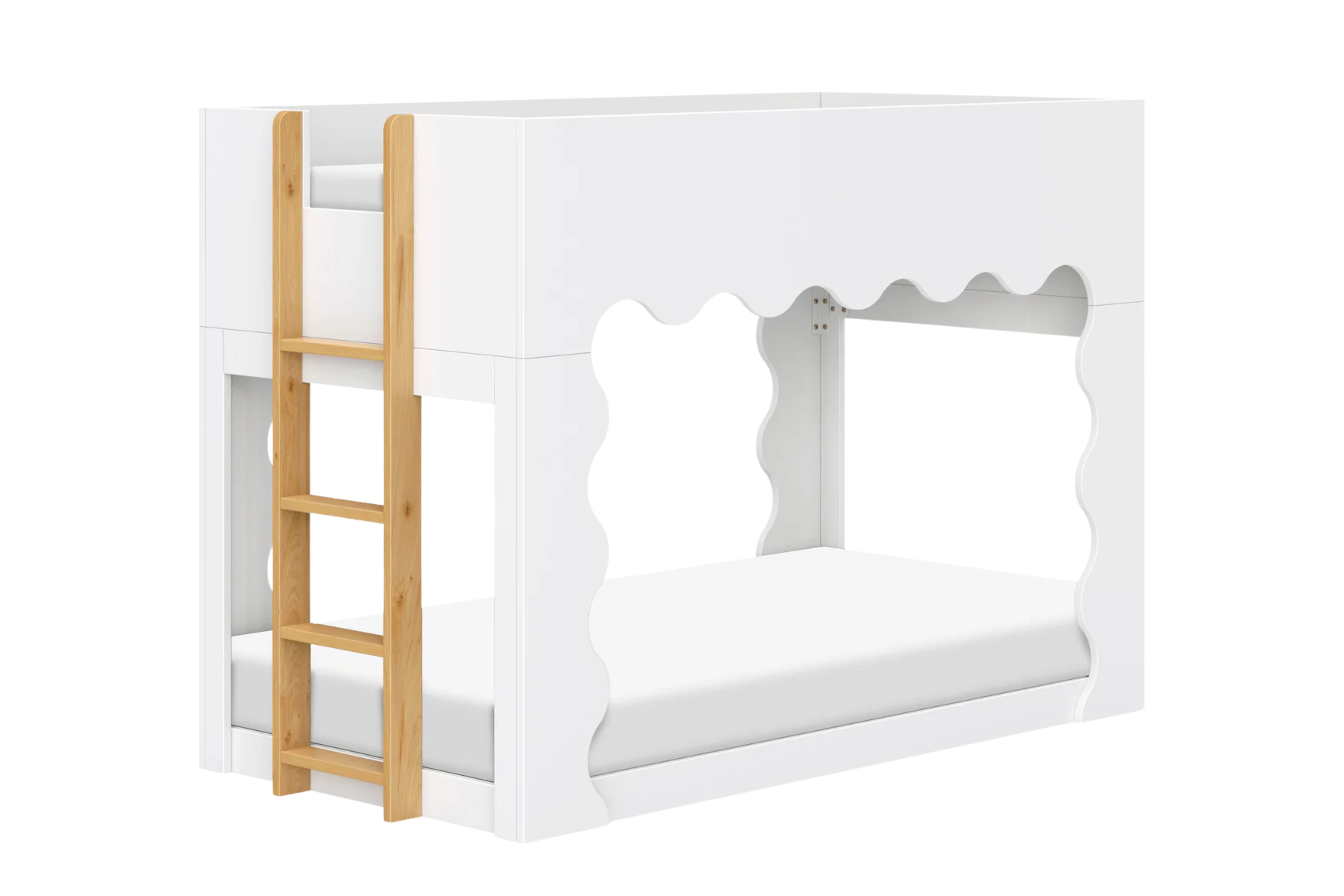 White convertible Babyletto Lido bunk bed with white mattress #color_white
