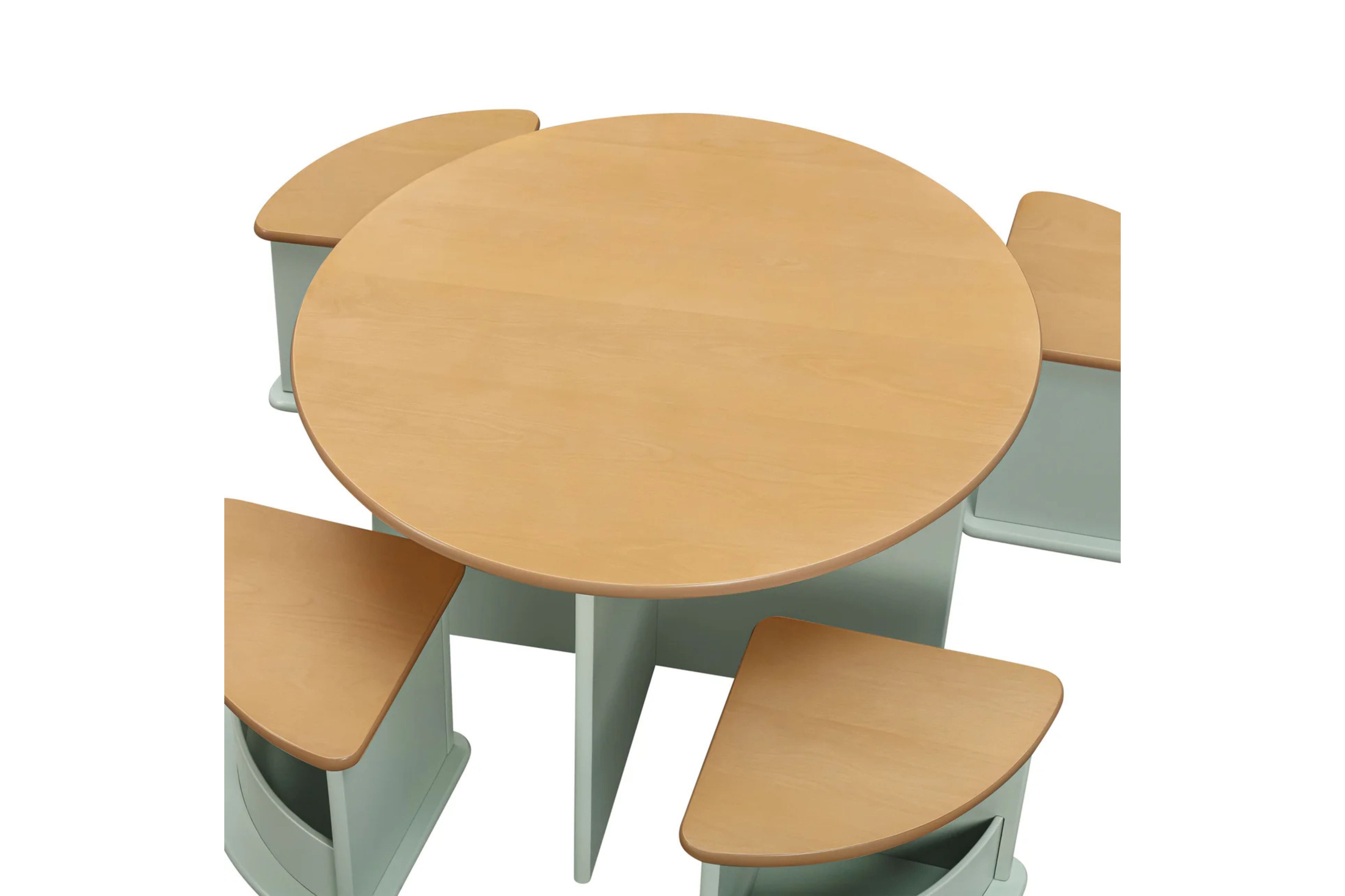 Nessa nesting children's play table and chairs set #color_light-sage-honey