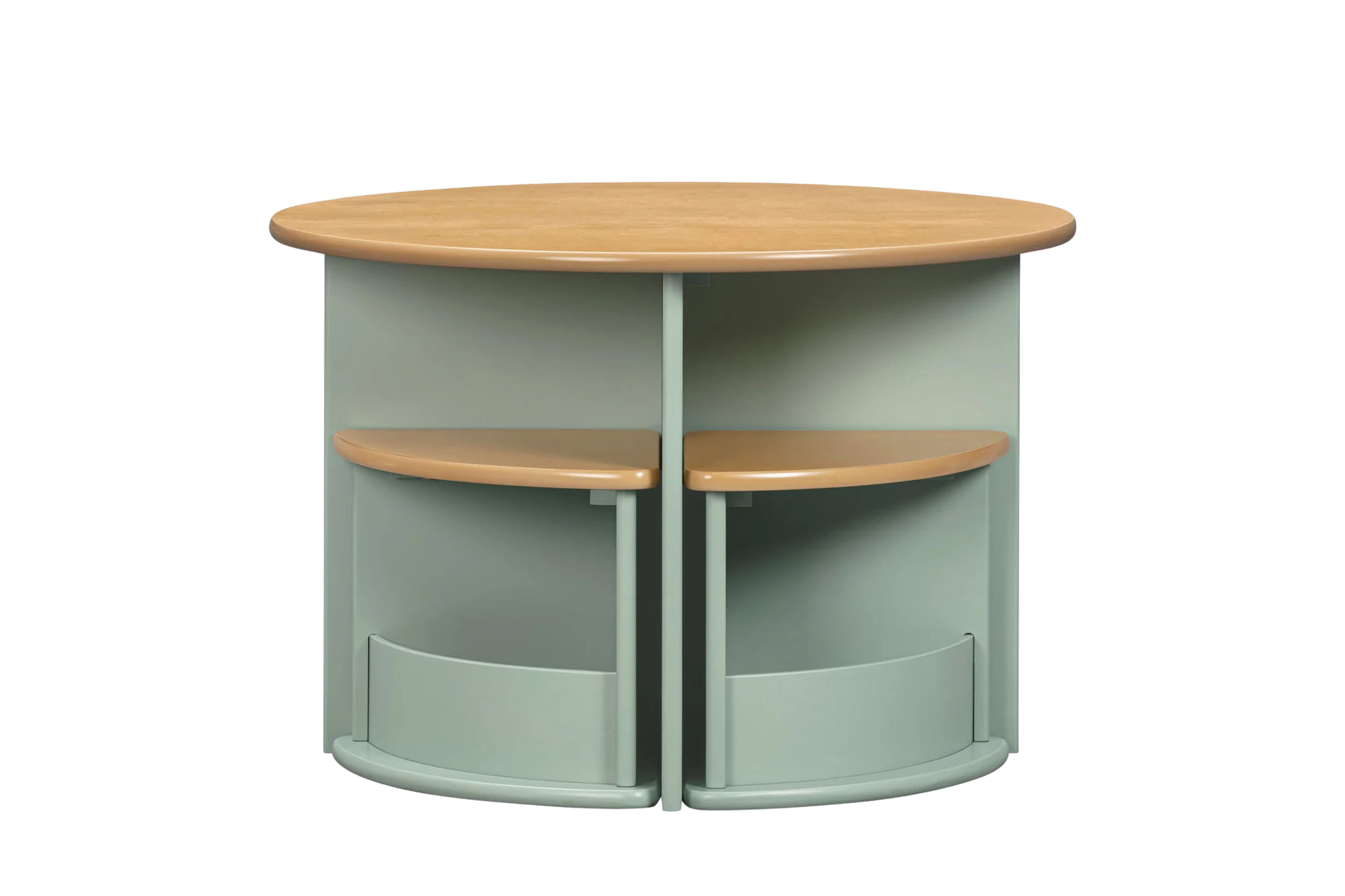 Nessa nesting children's play table and chairs set #color_light-sage-honey