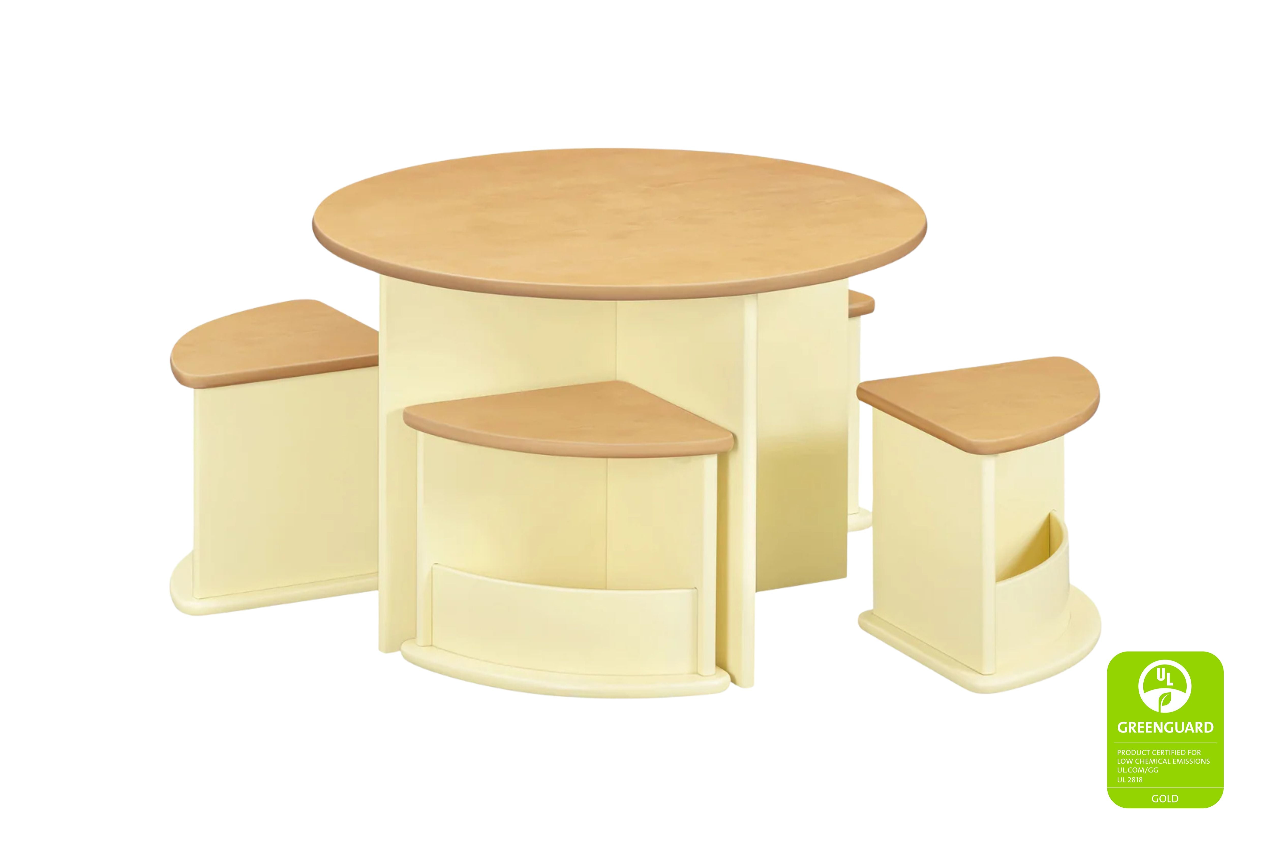 Nessa nesting children's play table and chairs set #color_pale-yellow-honey