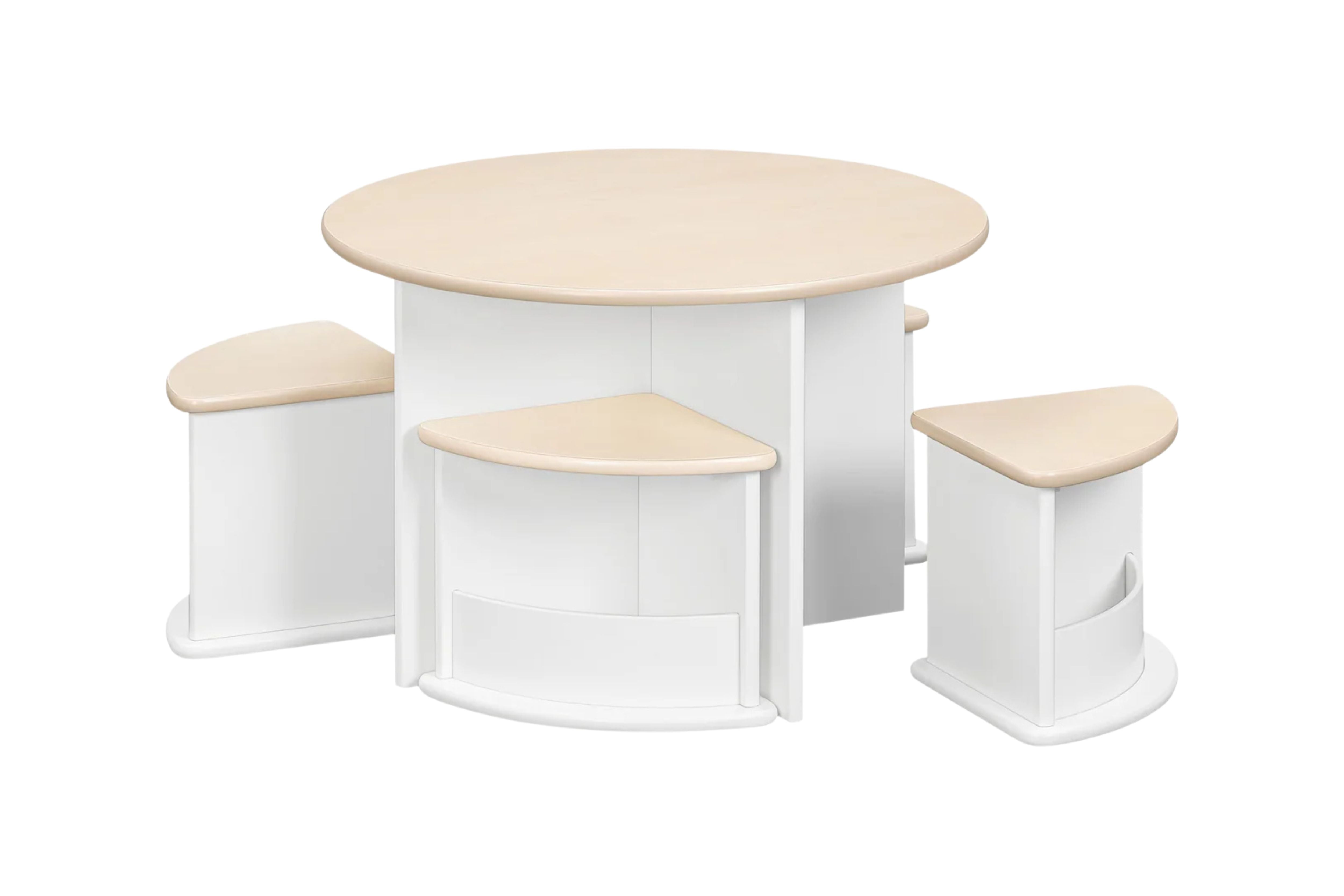 Nessa nesting children's play table and chairs set #color_white-and-washed