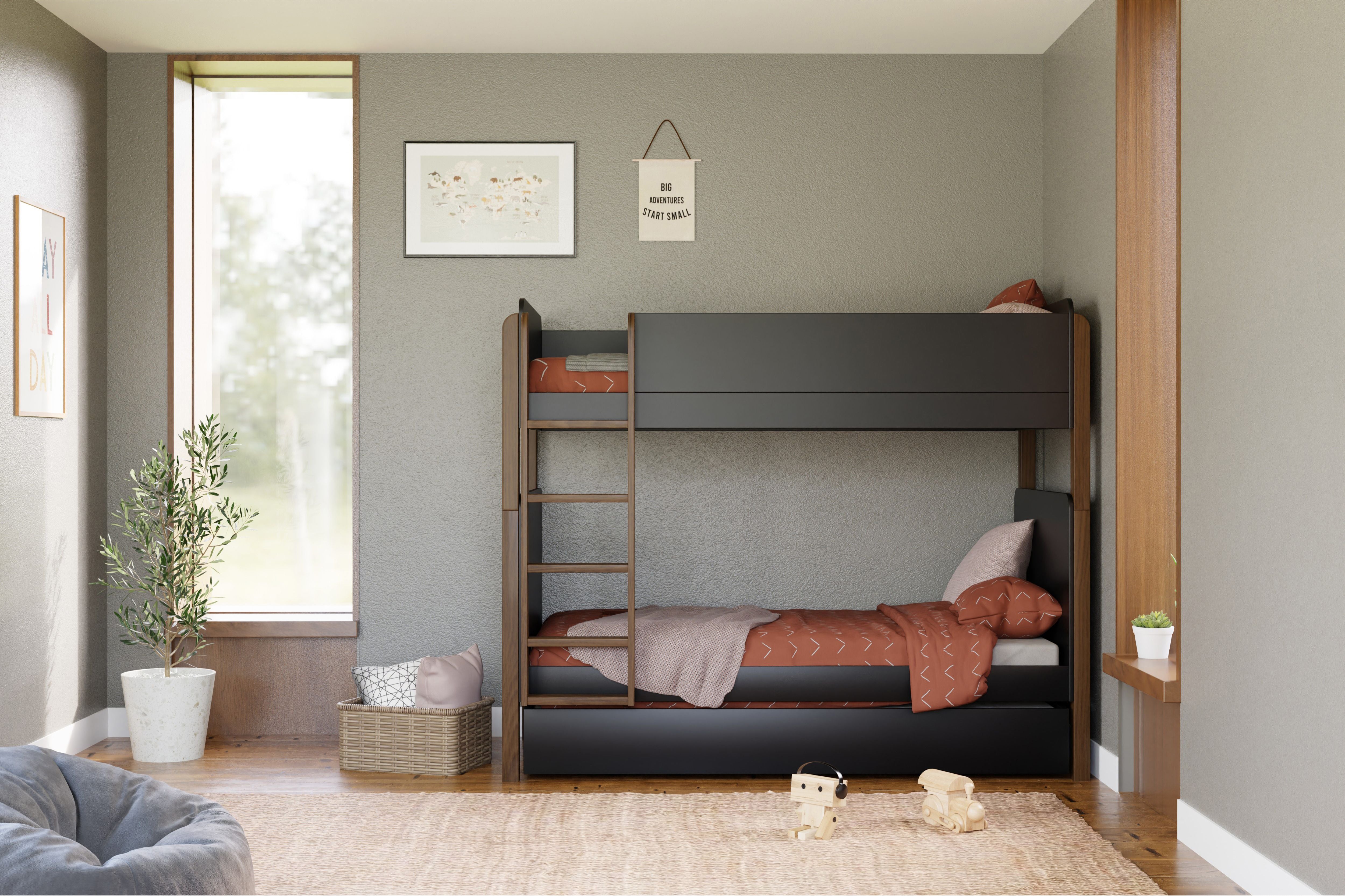 Babyletto TipToe Convertible Bunk Bed #color_black-natural-walnut