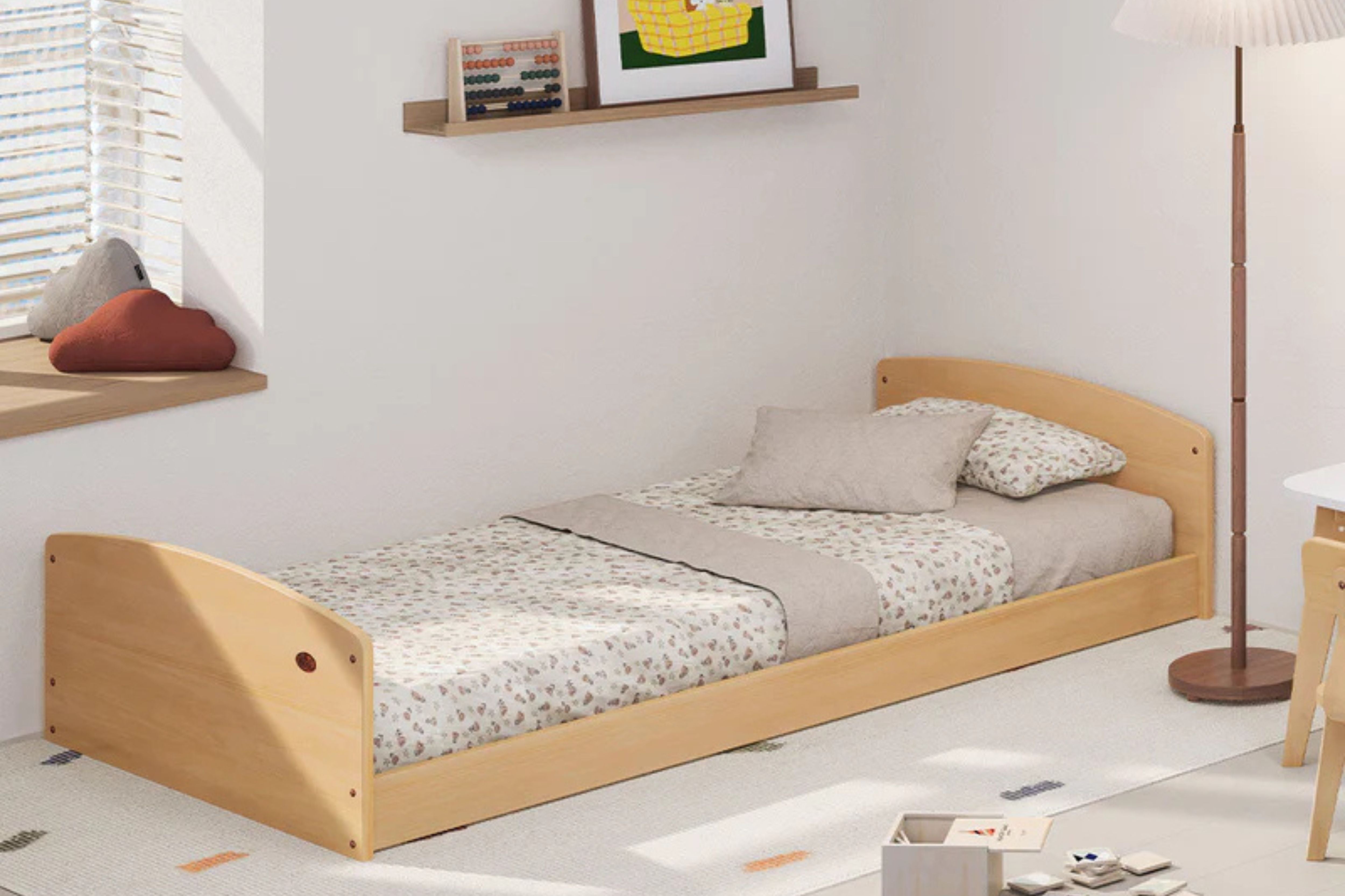 Boori Matilda Single Floor Bed in a corner of a cosy nursery room