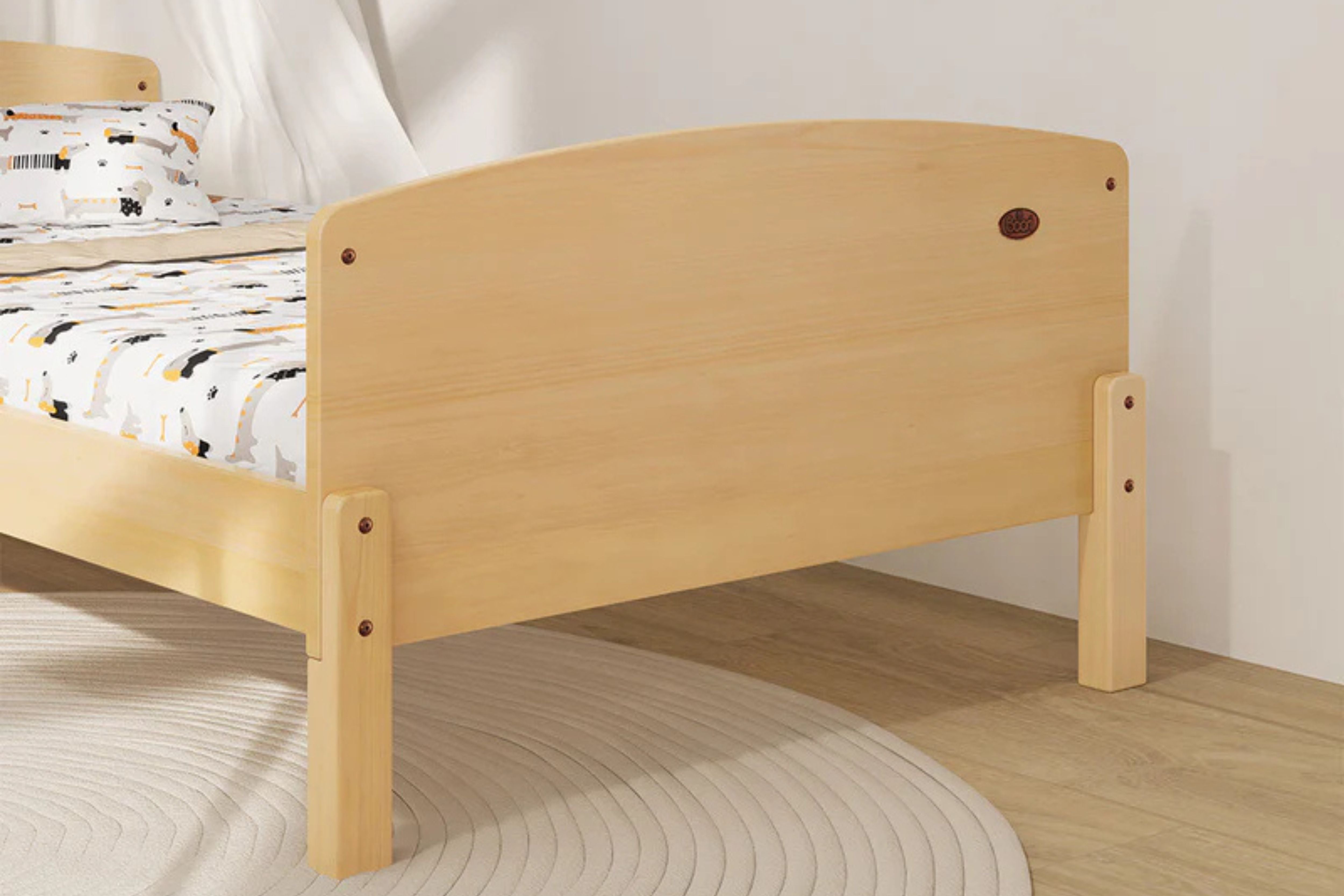 Zoom in details on the legs of the Boori Matilda Single Floor Bed 