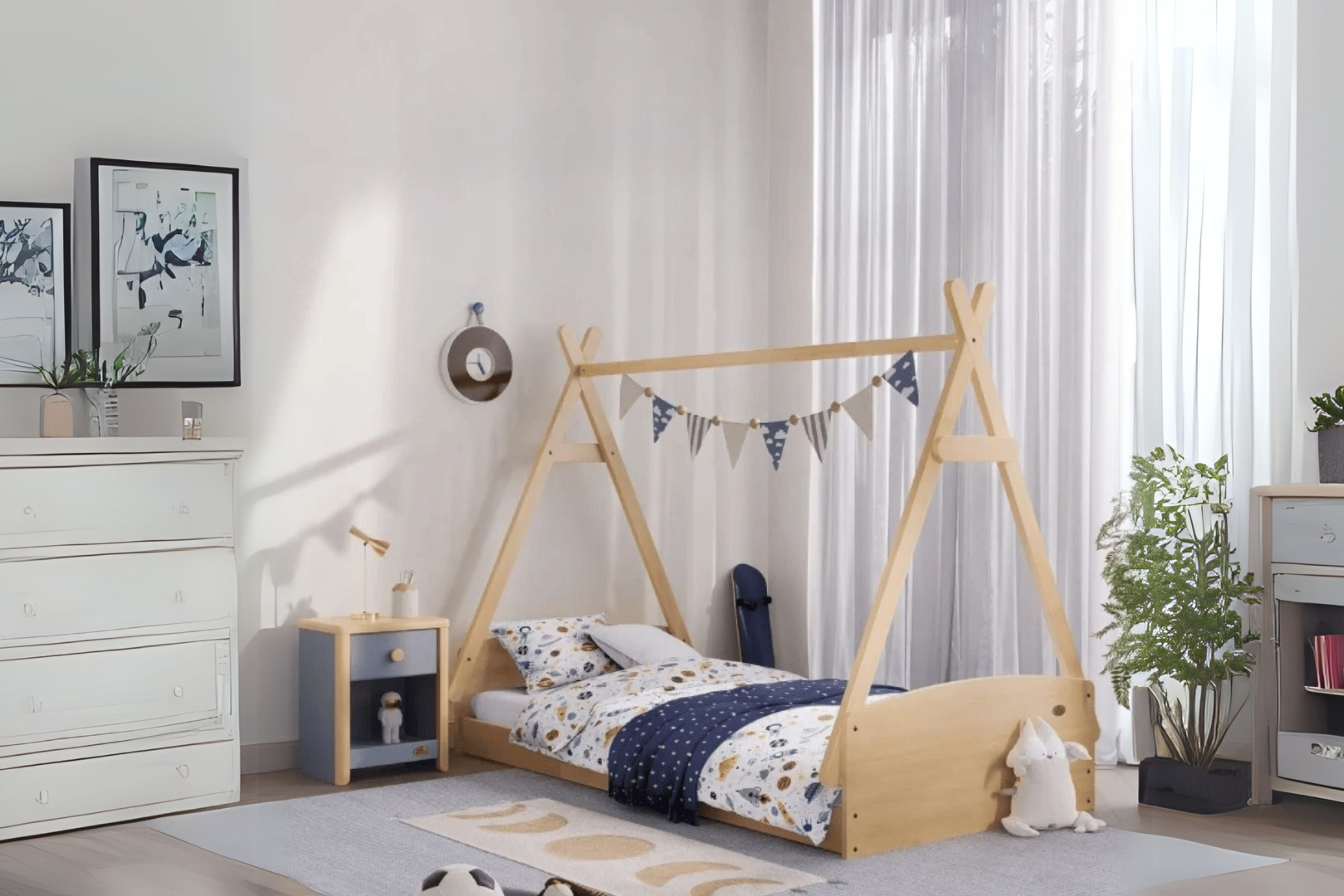 Boori Matilda Single Floor Bed with Teepee in a cosy nursery room