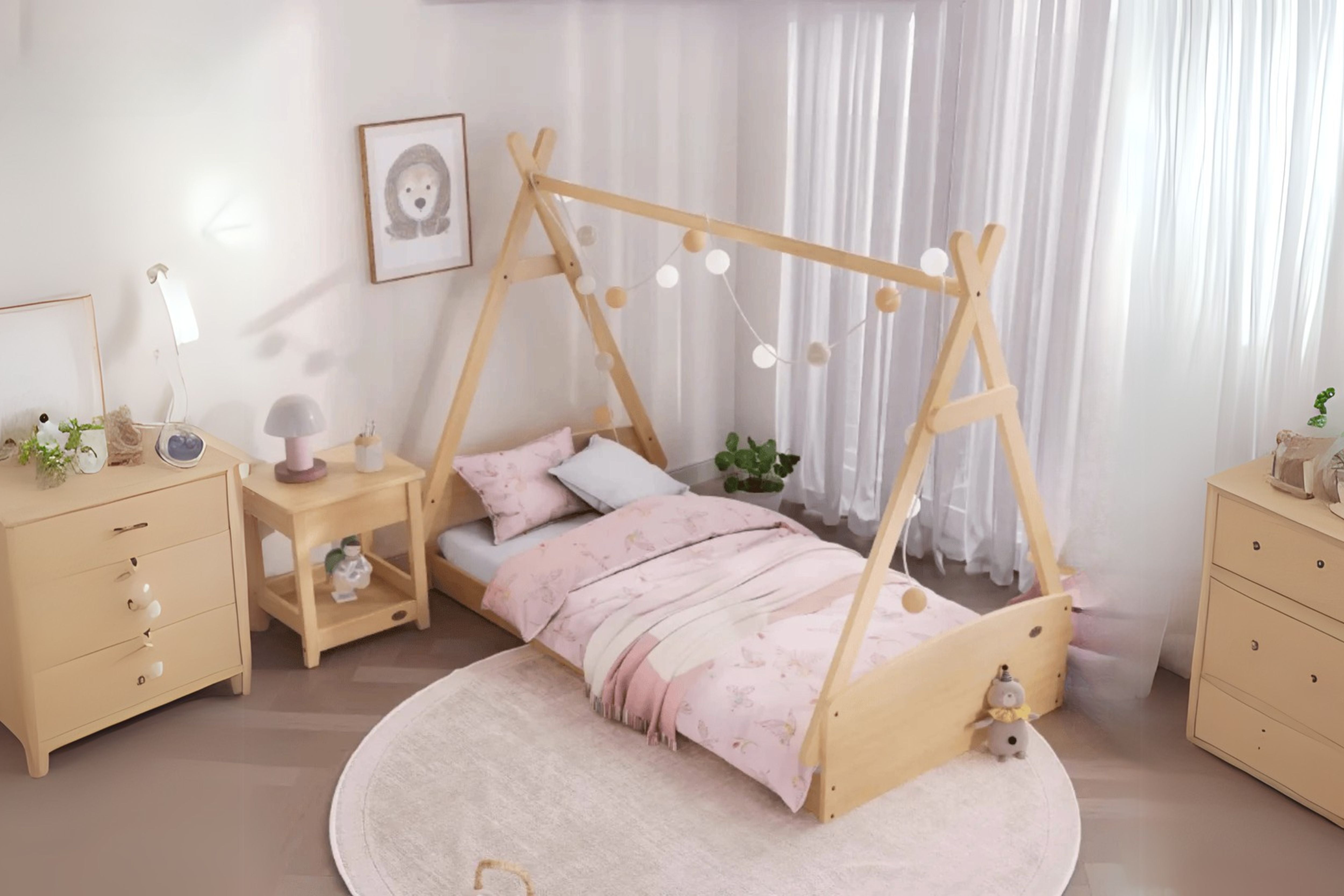 Boori Matilda Single Floor Bed with Teepee in a cosy nursery room