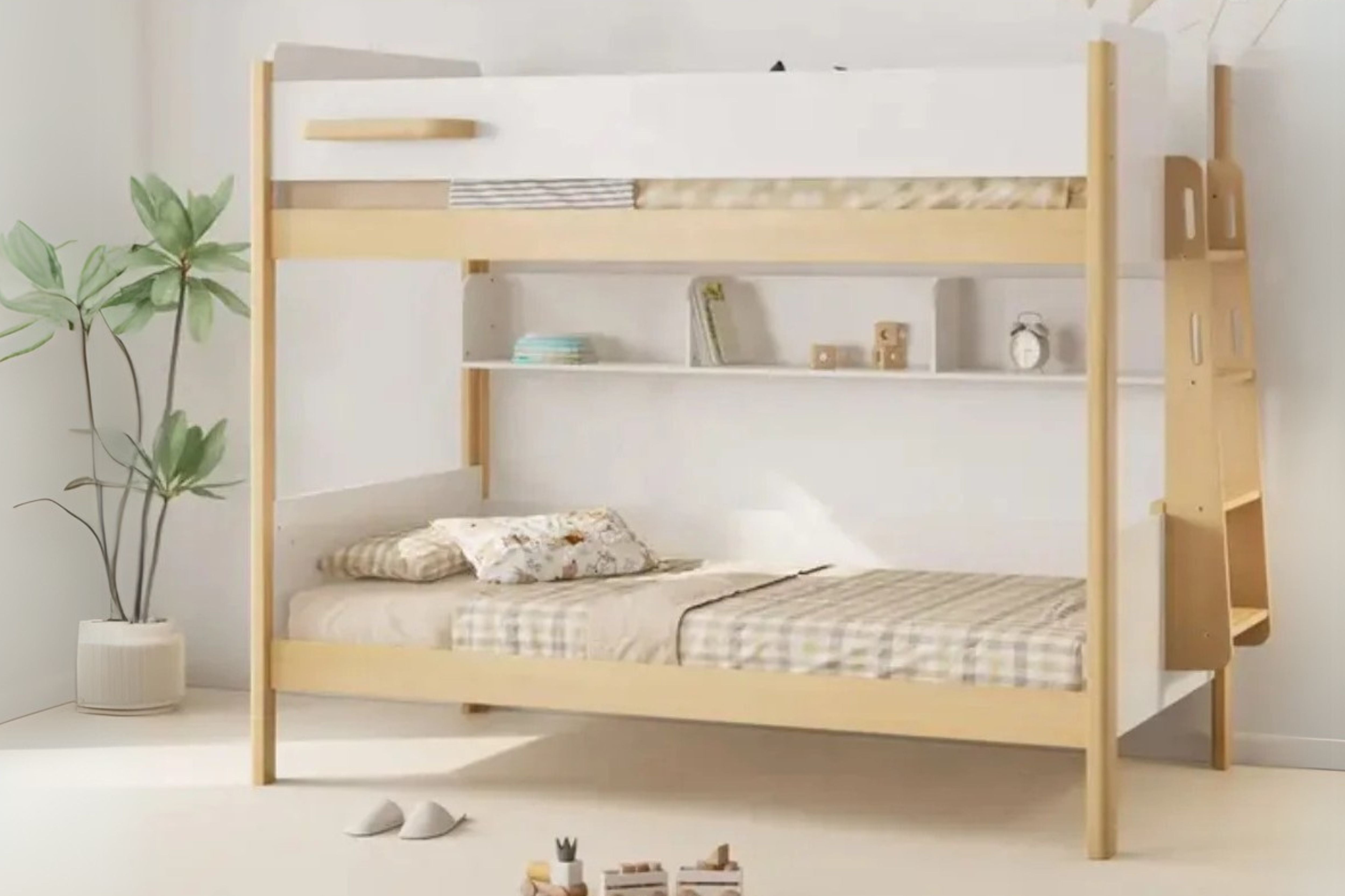 Boori Natty King Bunk Bed with Ladder displayed in a cosy room
