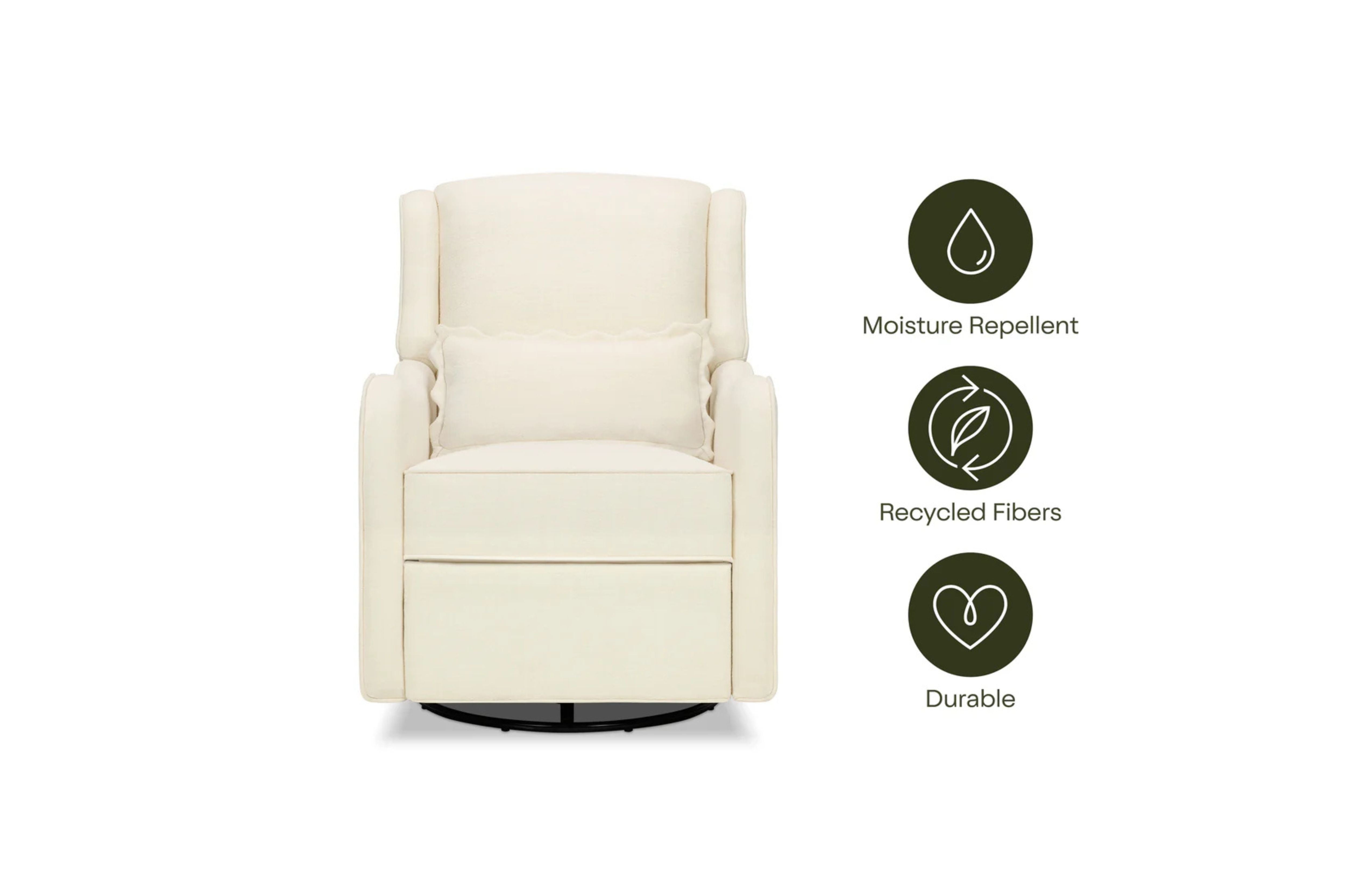 Devon Recliner and Swivel Glider Nursing Chair in Cream showcasing its functional, key features #color_cream