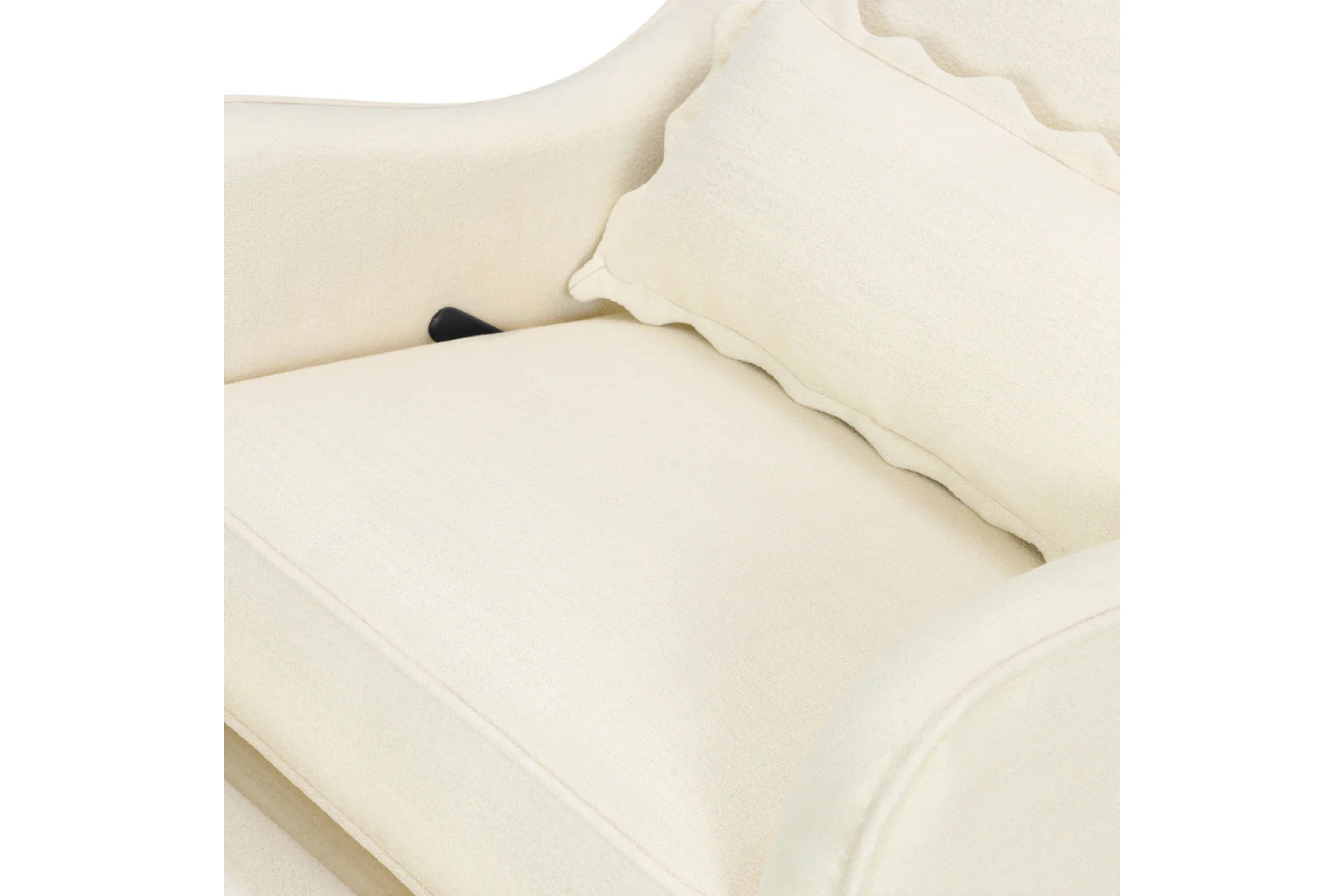 Close-up of the Devon Recliner and Swivel Glider Nursing Chair seat and lumbar pillow #color_cream
