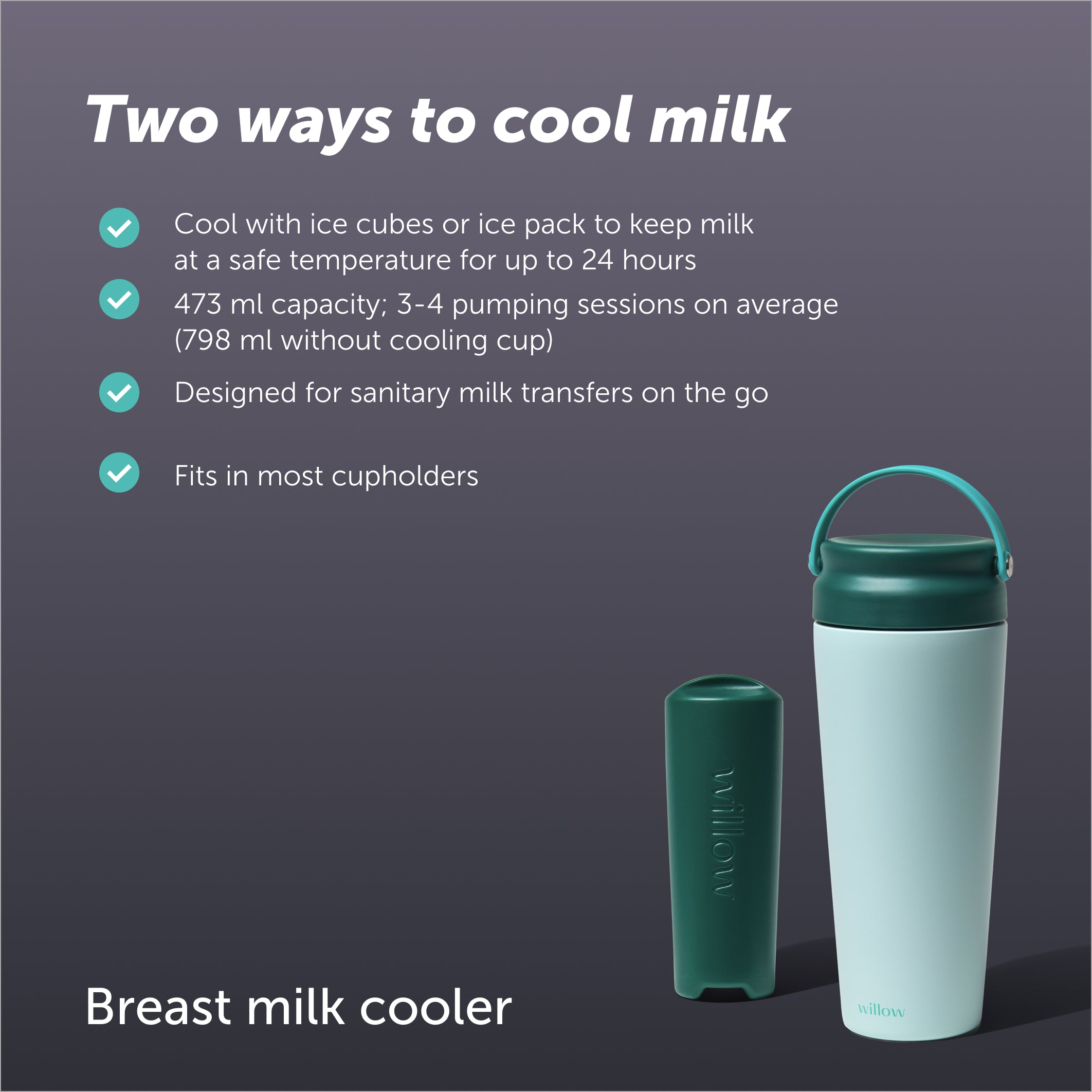 Elvie Willow Portable Breast Milk Cooler (16oz, 473ml)
