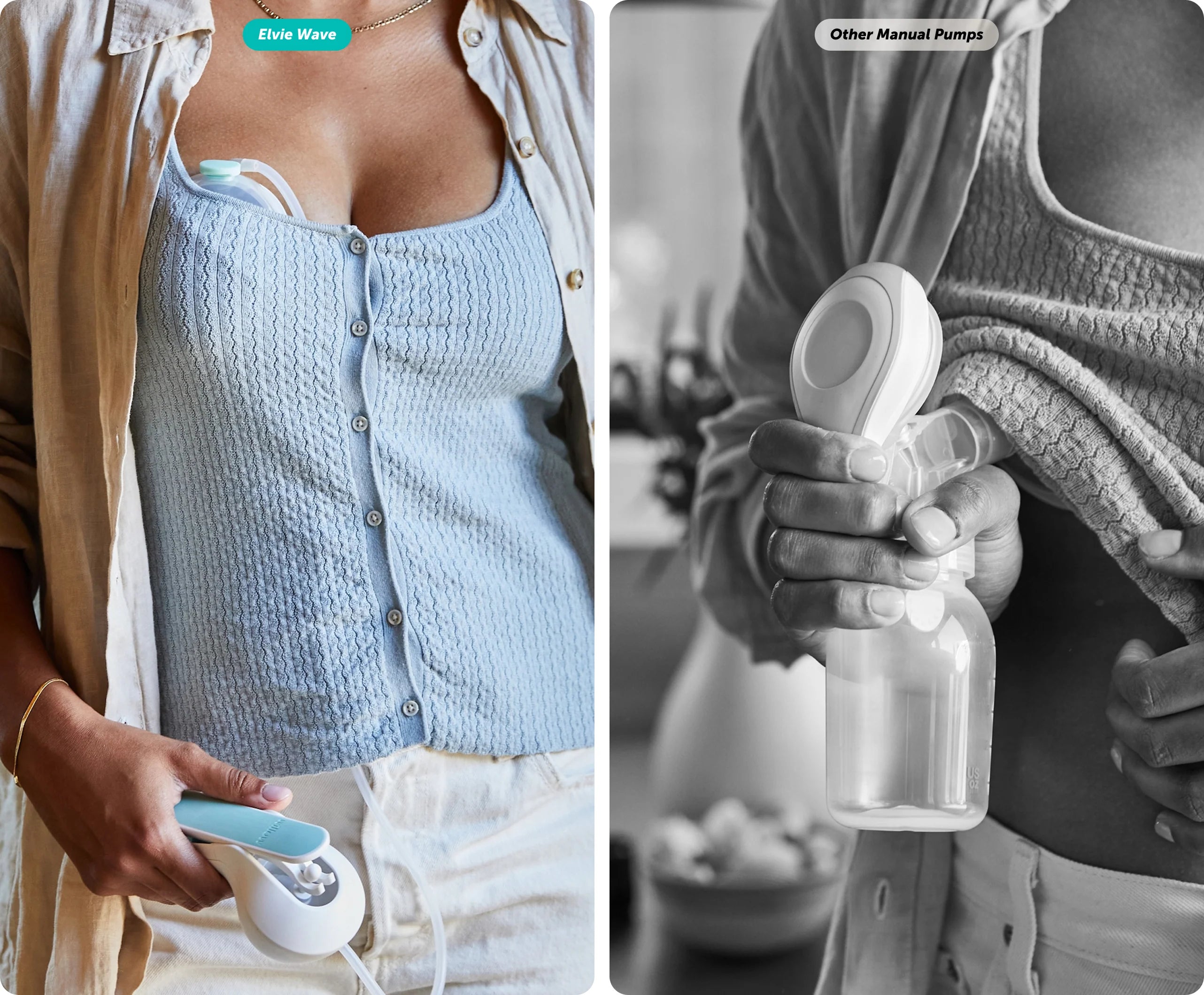 Elvie Wave 2-in-1 Double Manual Wearable Pump + Collection Cups