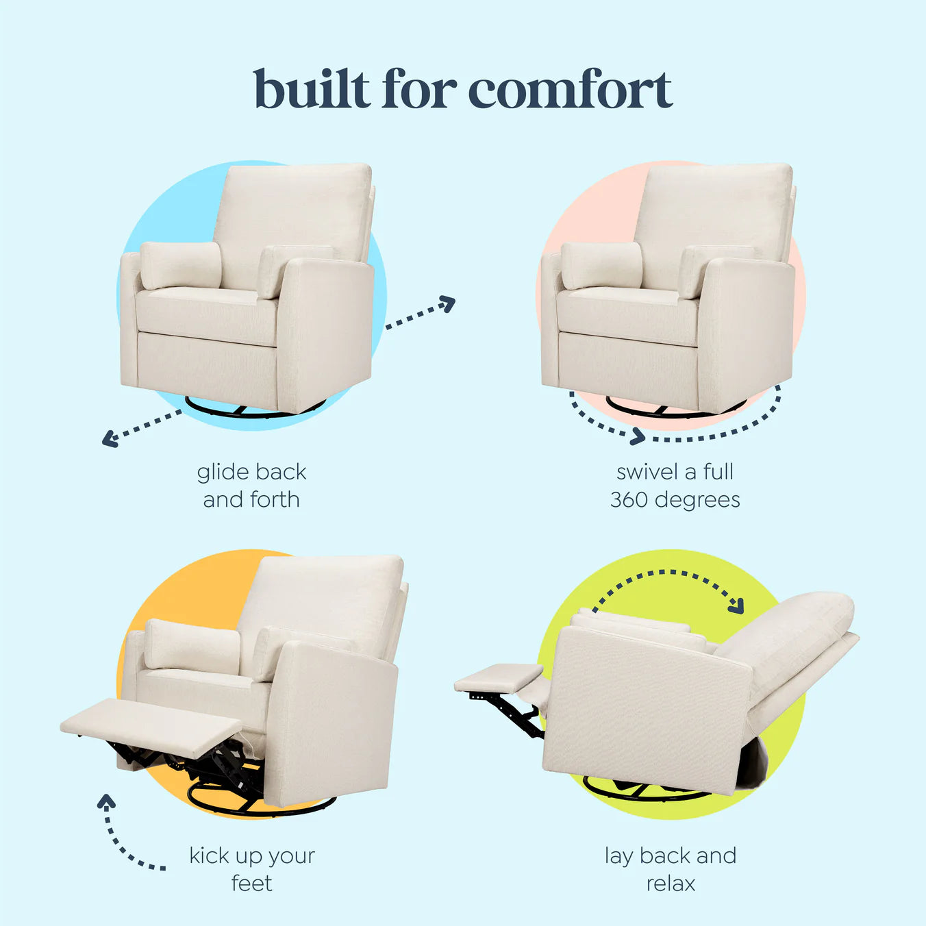 DaVinci Ethan Recliner and Swivel Glider in Eco-Performance Fabric (Cream)