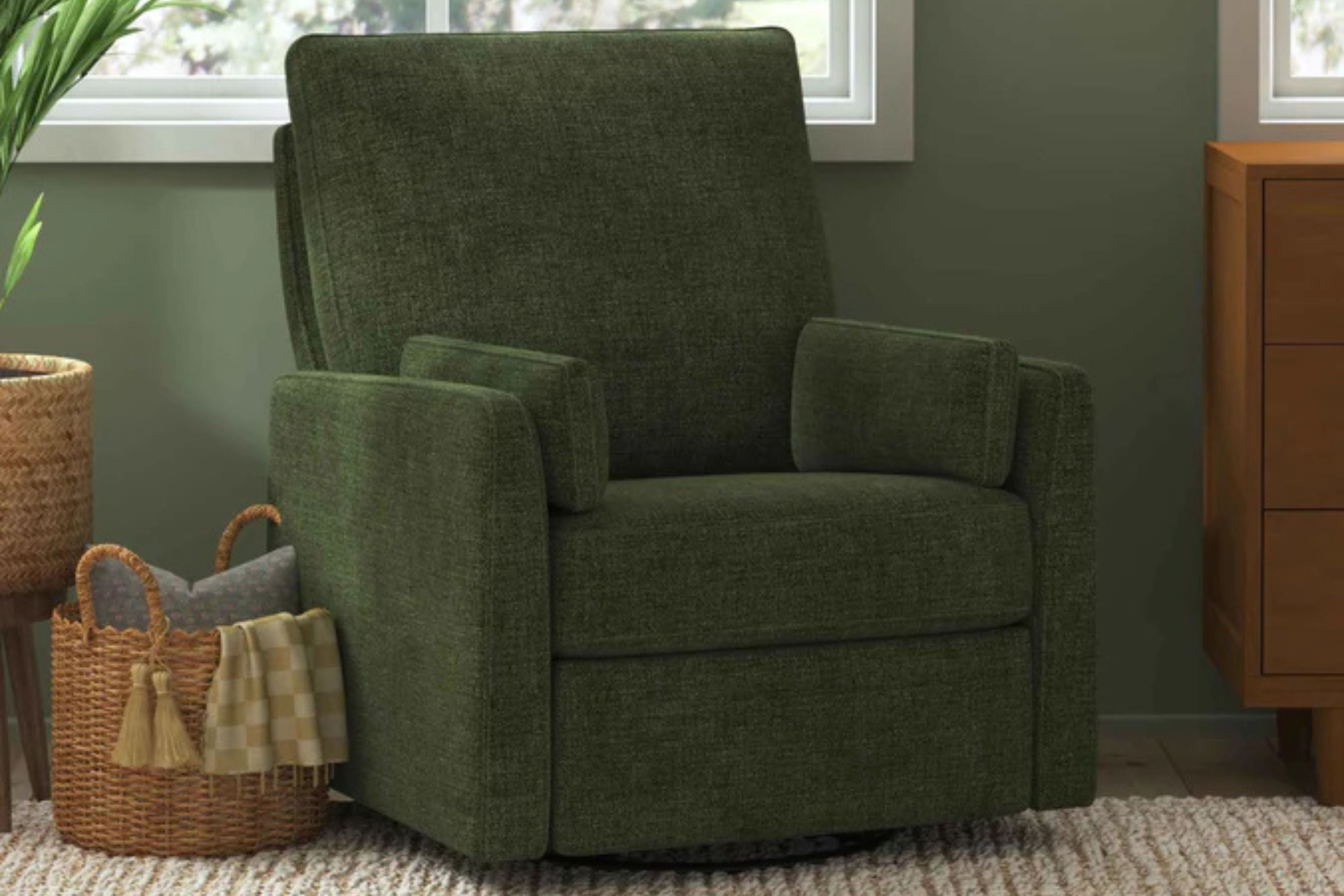 DaVinci Ethan Recliner and Swivel Glider in Eco-Performance Fabric #color_forest-green