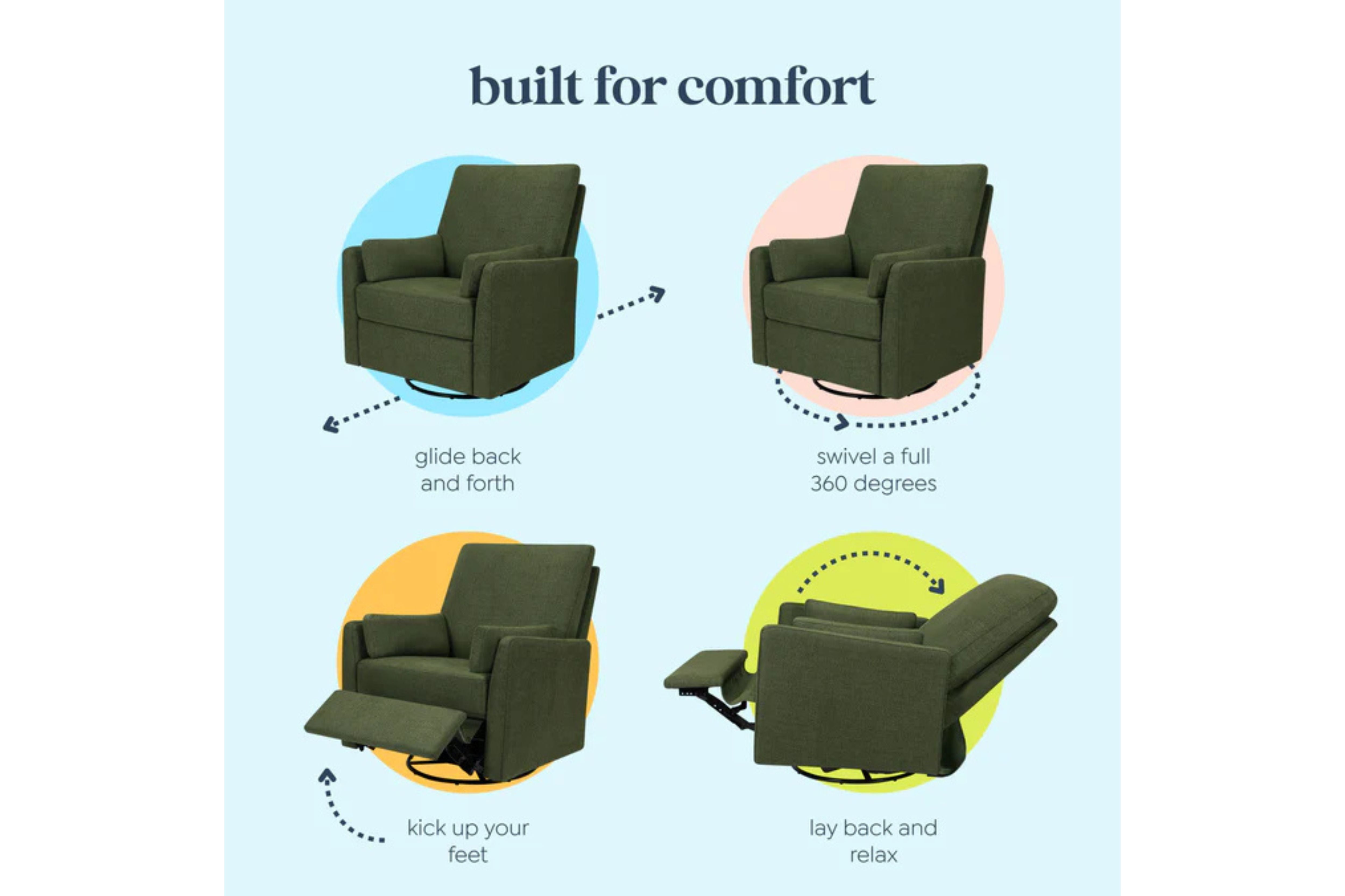 DaVinci Ethan Recliner and Swivel Glider in Eco-Performance Fabric #color_forest-green