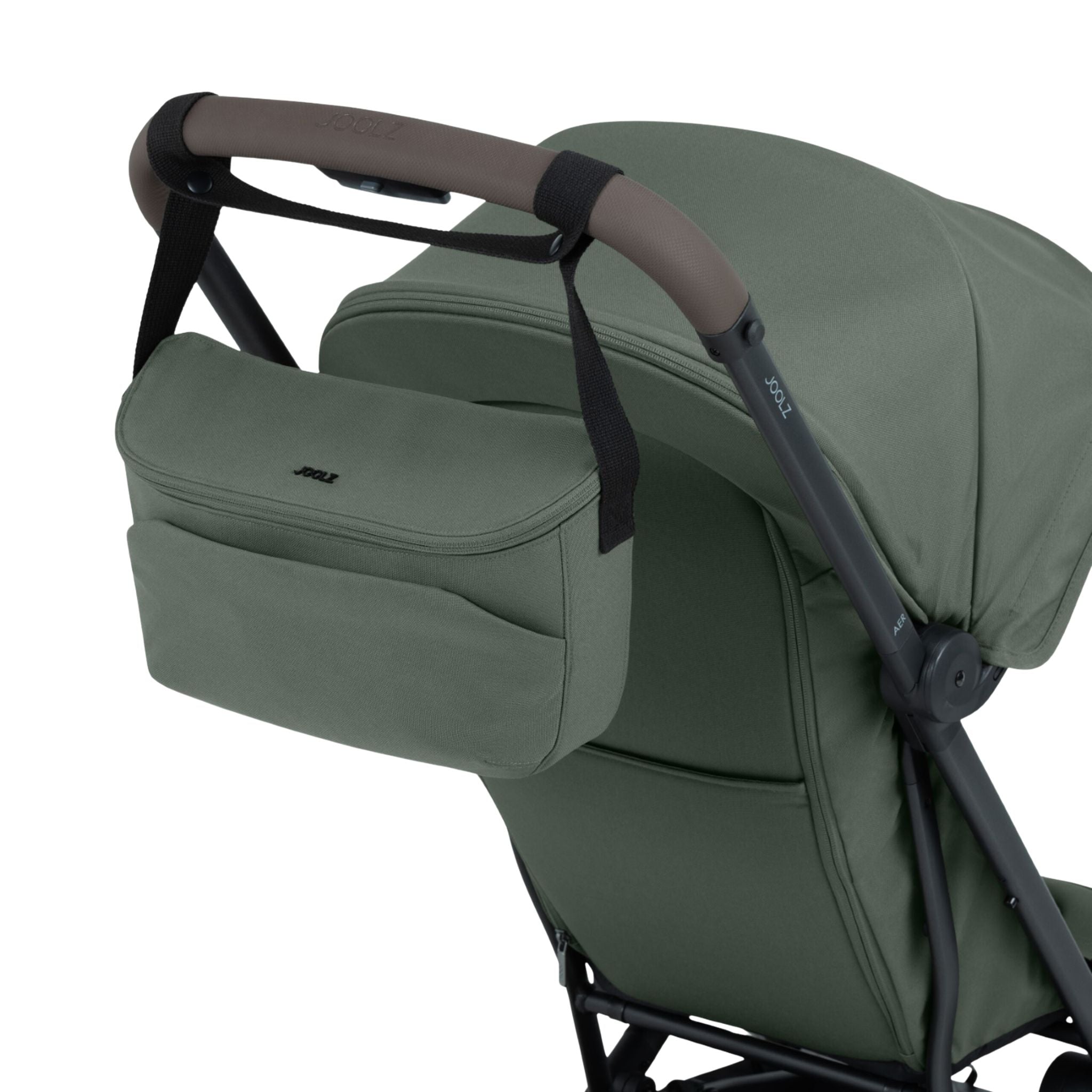 Joolz Organizer in Sandy Taupe attached to stroller #color_forest-green