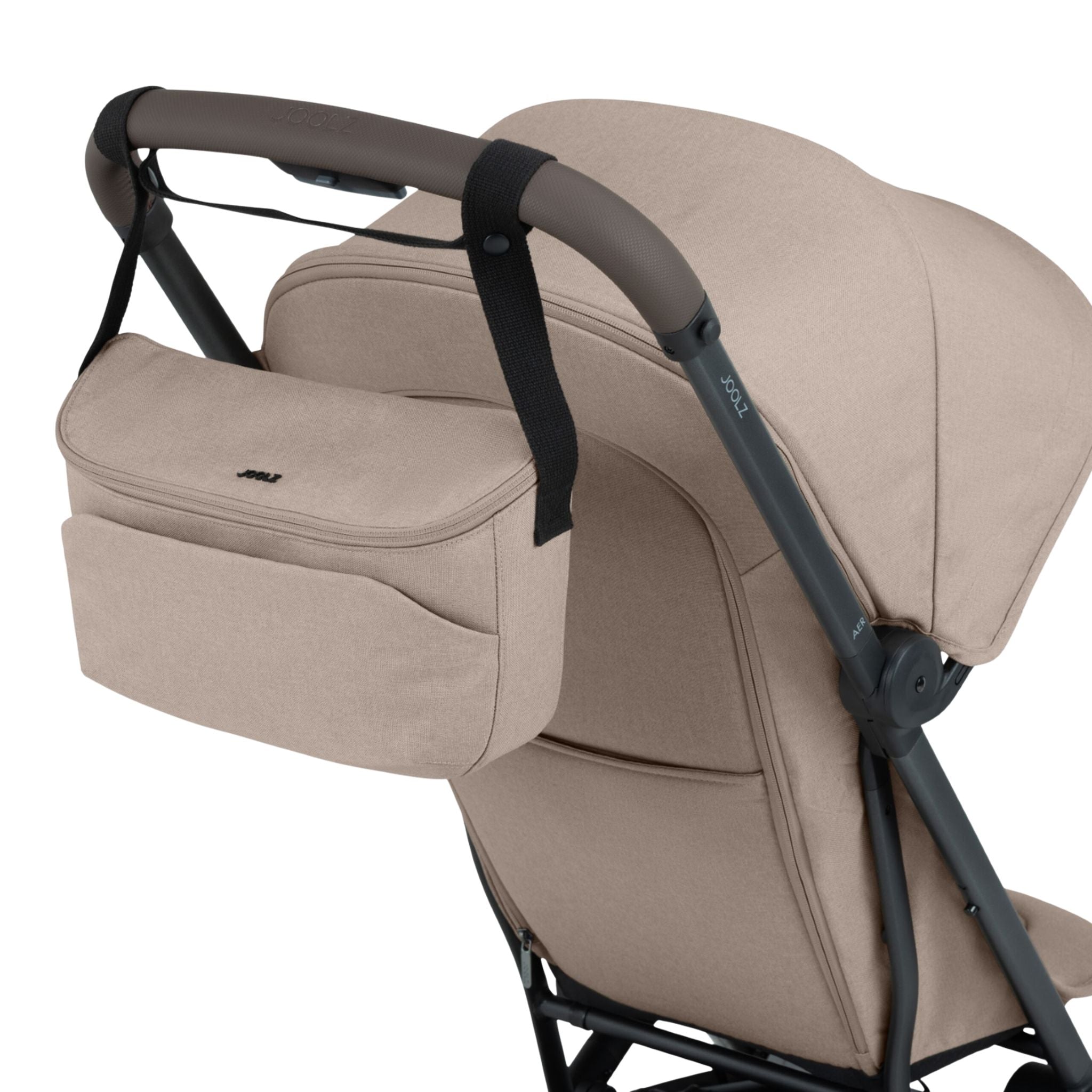 Joolz Organizer in Sandy Taupe attached to stroller #color_sandy-taupe
