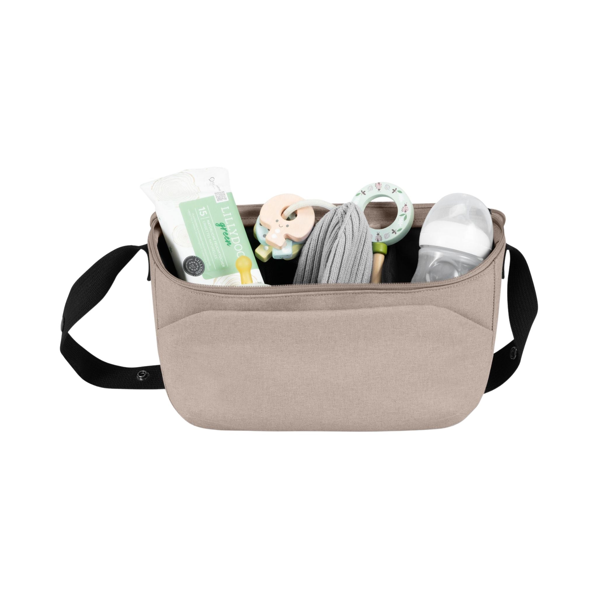 Joolz Organizer in Sandy Taupe filled with baby essentials #color_sandy-taupe