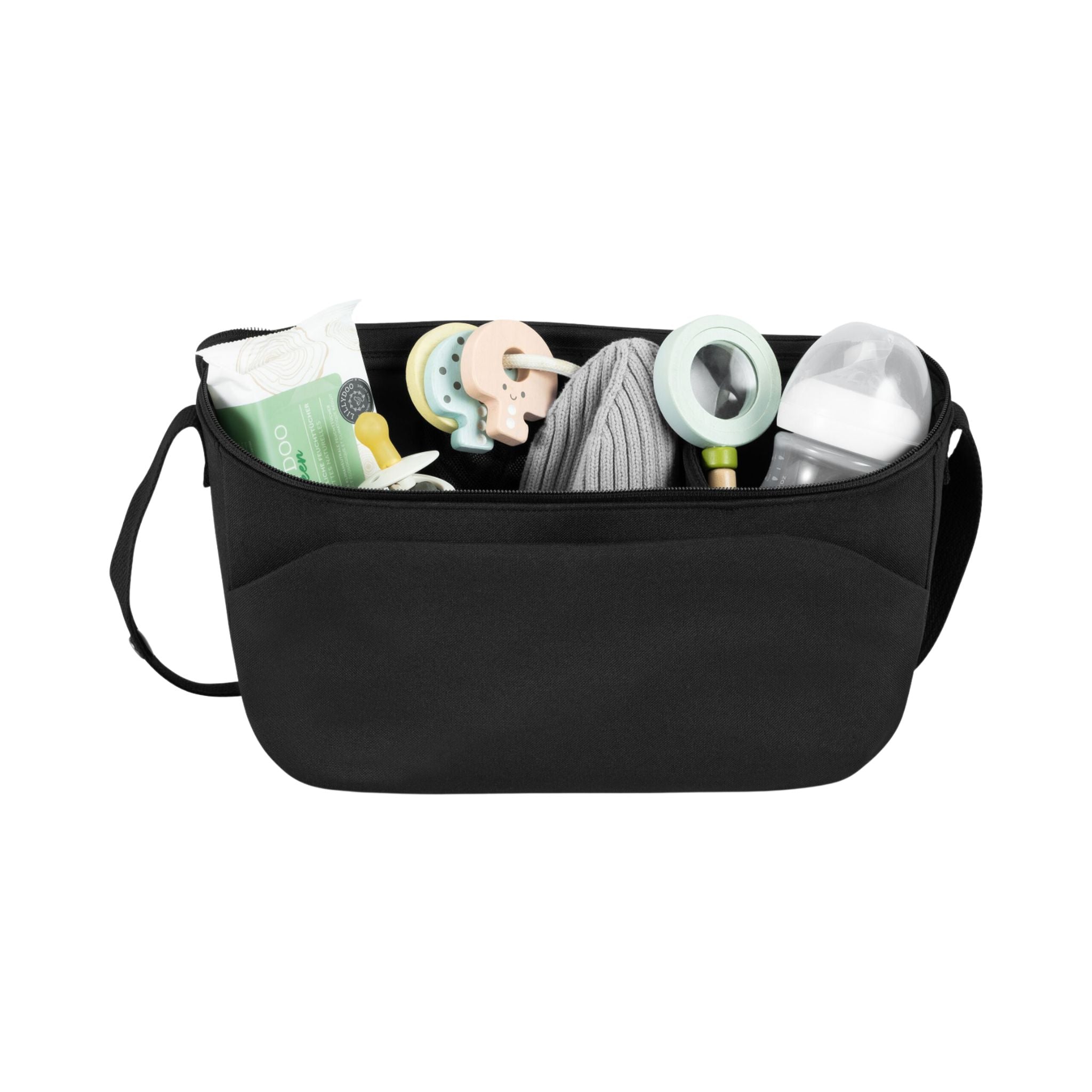 Joolz Organizer in Space Black filled with baby essentials #color_space-black
