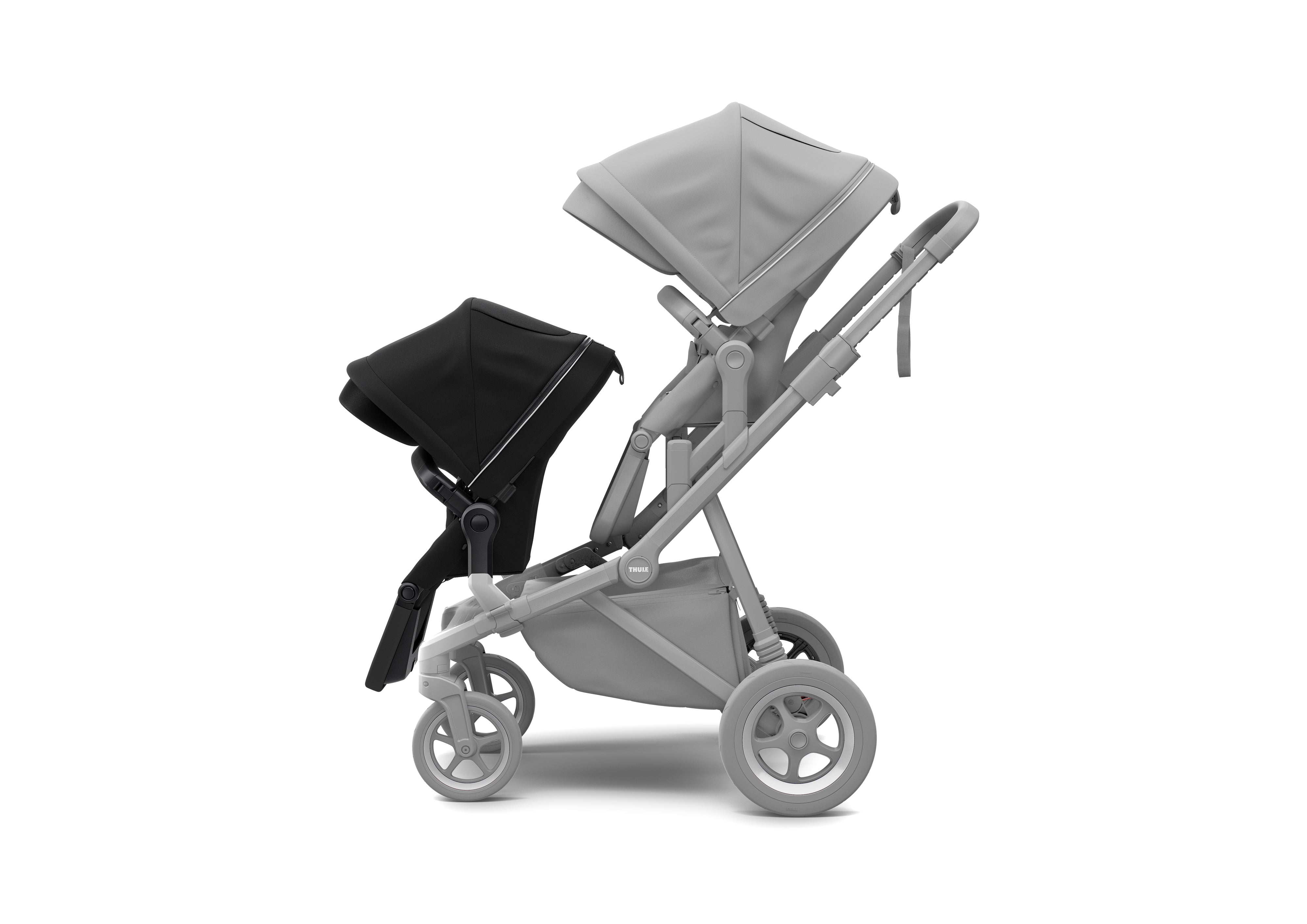 Thule Sleek Double Stroller Deluxe: Stroller + Sibling Seat