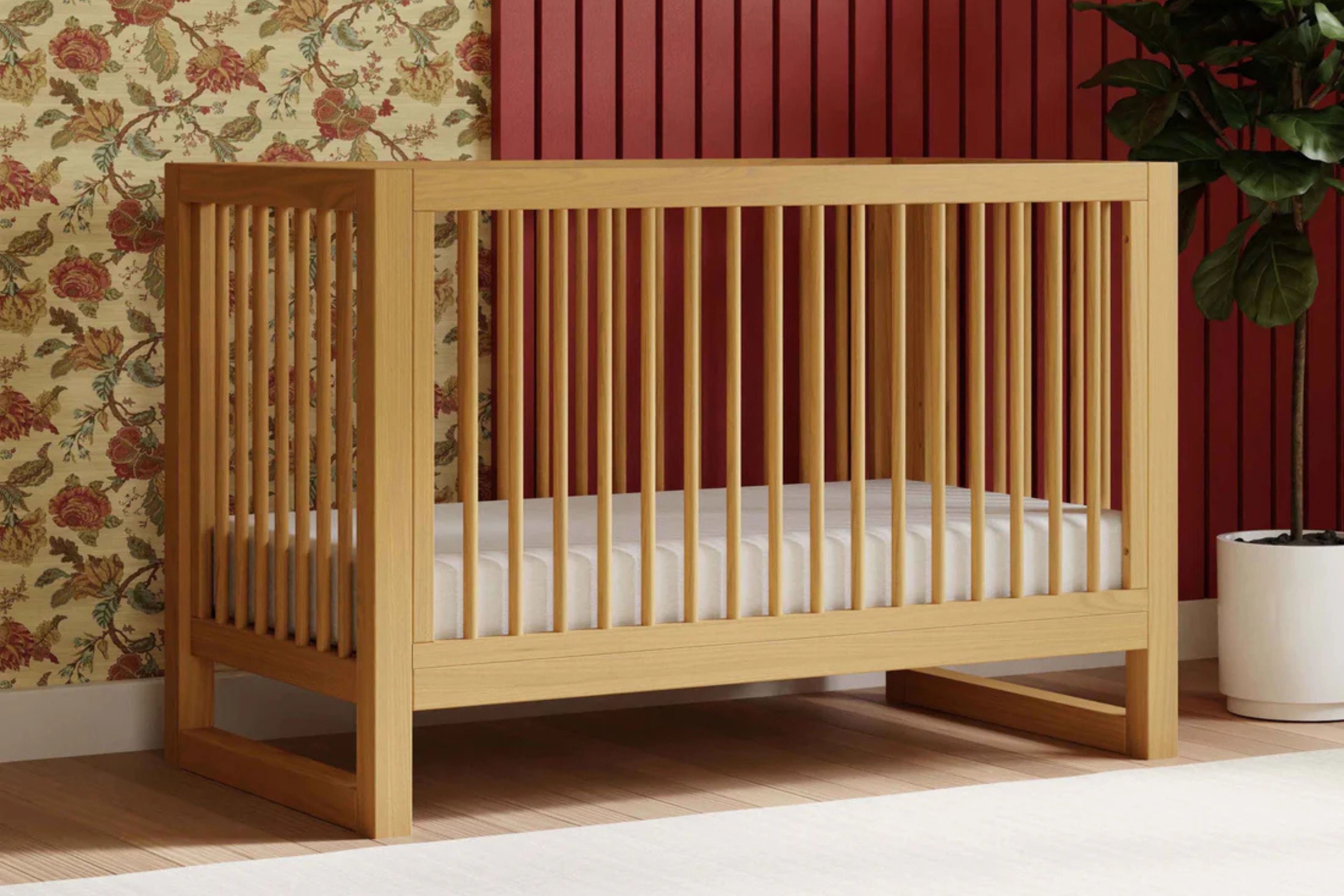 Namesake Nantucket 3-in-1 Convertible Crib styled in a vintage-inspired nursery #color_honey