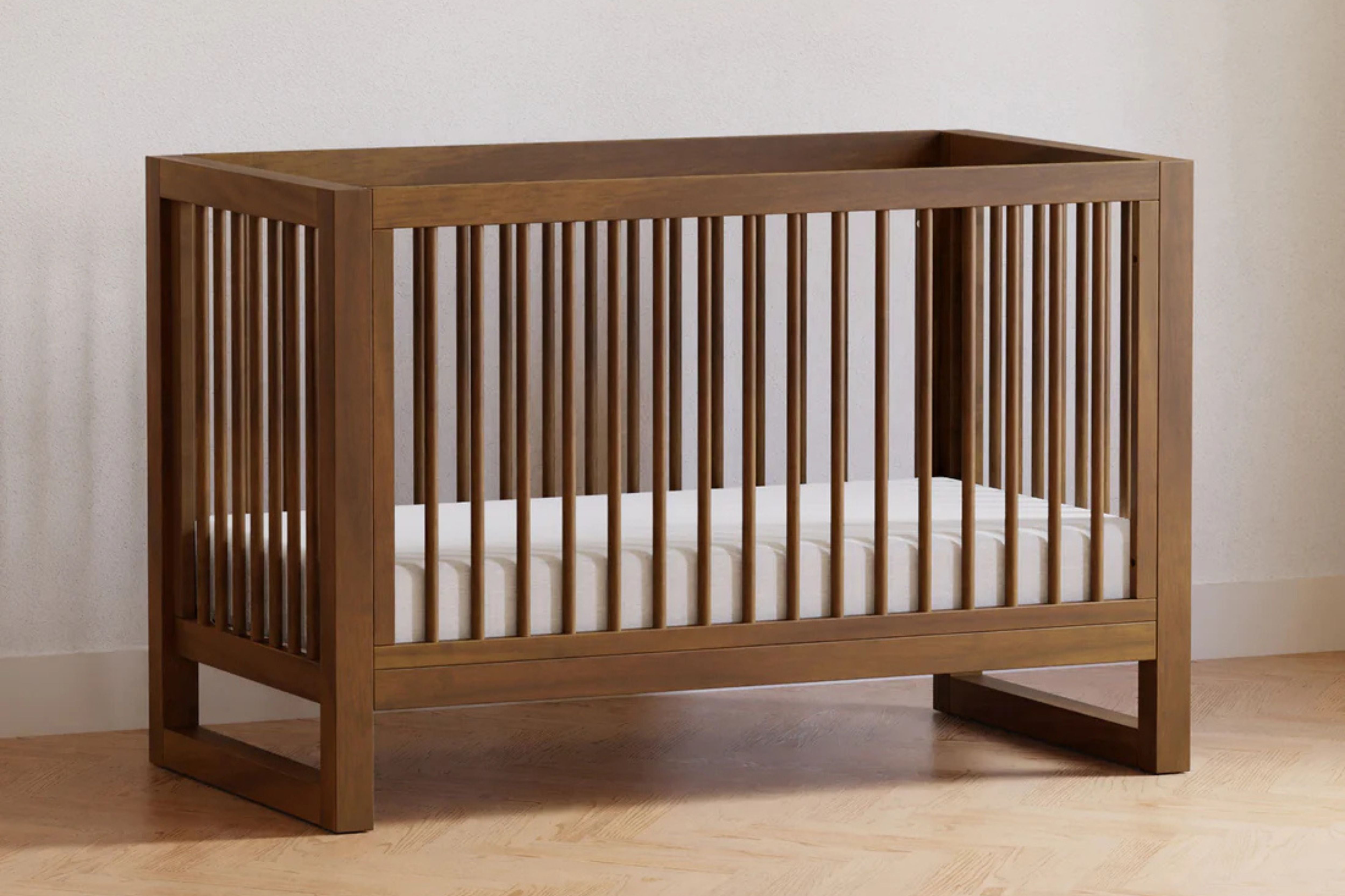 Namesake Nantucket 3-in-1 Convertible Crib styled in a vintage-inspired nursery #color_walnut