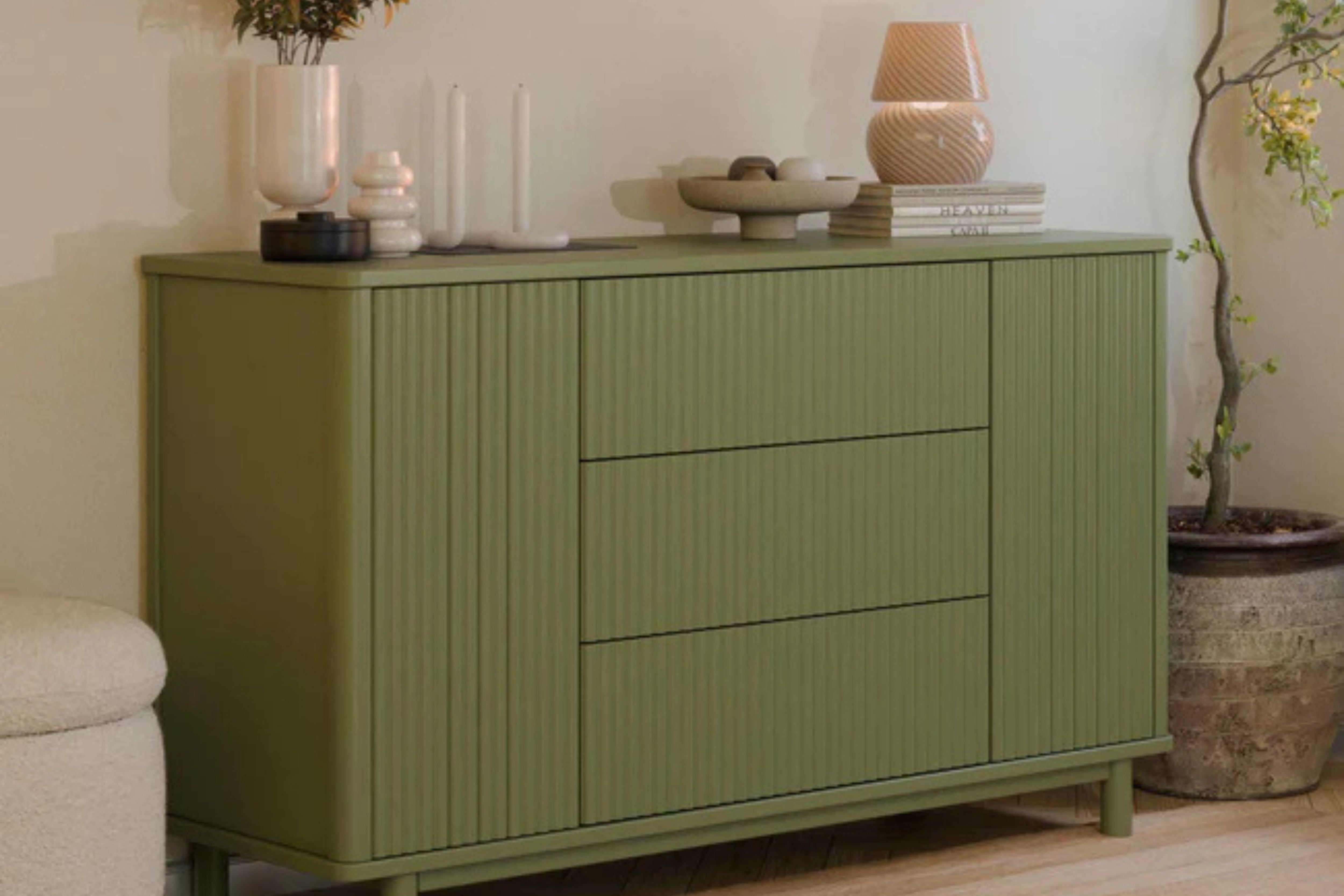 Babyletto Pogo Tambour Assembled Dresser #color_olive