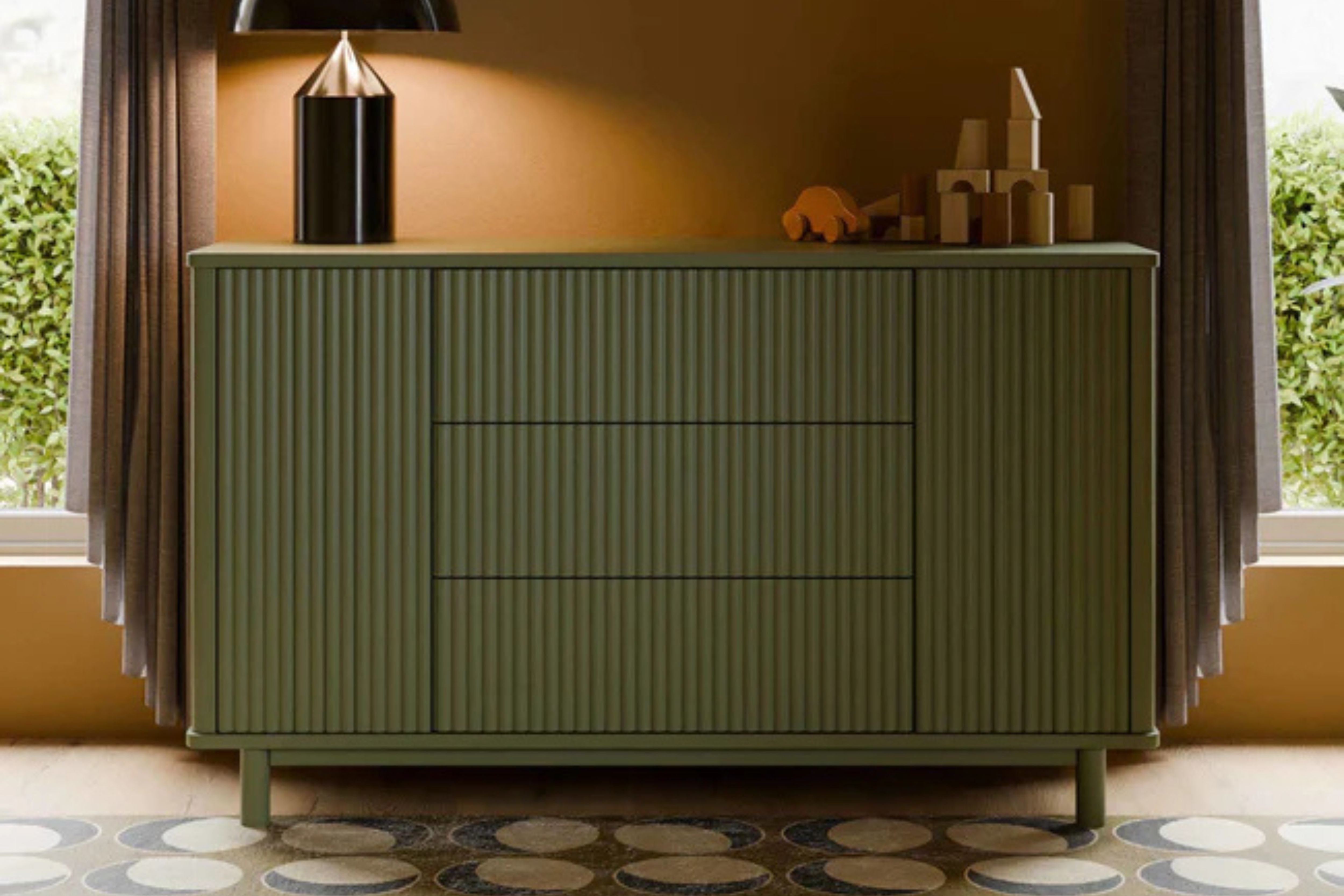 Babyletto Pogo Tambour Assembled Dresser #color_olive