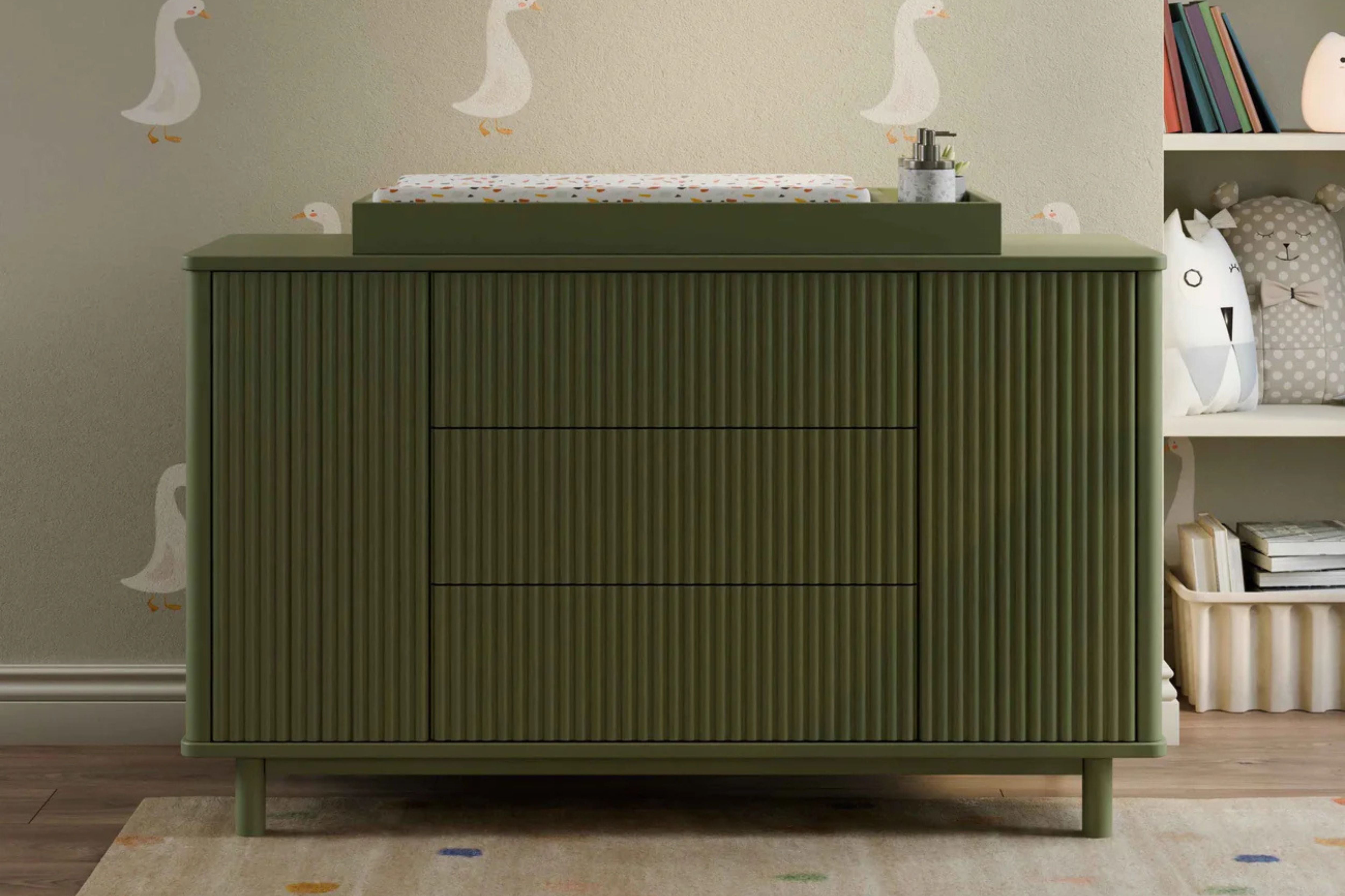 Babyletto Pogo Tambour Assembled Dresser #color_olive